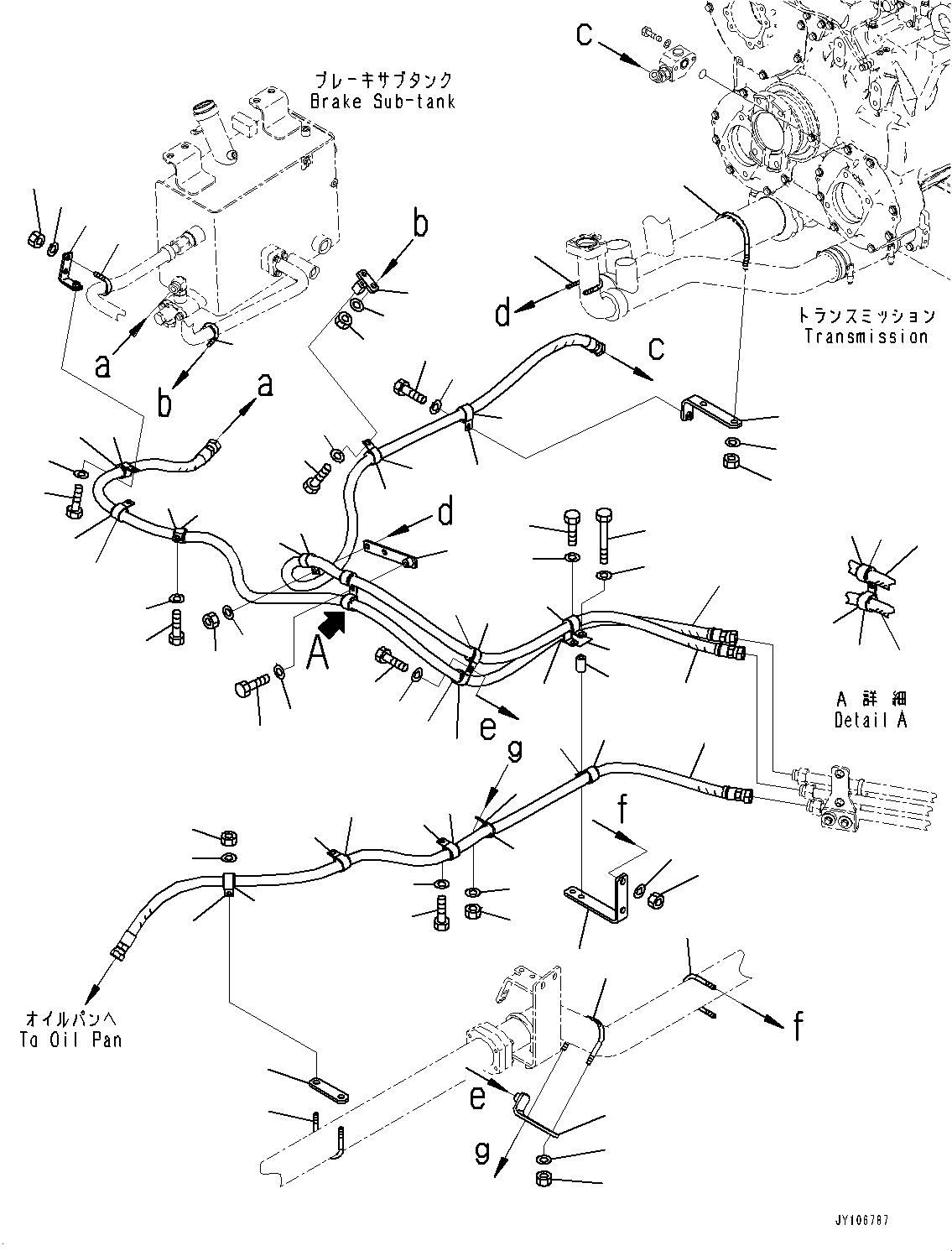 Komatsu parts book diagram for HD785-8E0 S/N 55001-UP: OIL QUICK CHARGE UNIT, HOSE(#55001-)