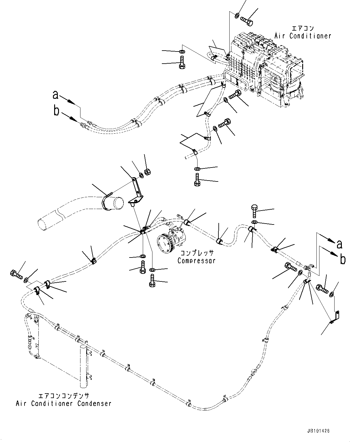 Komatsu parts book diagram for HD785-8E0 S/N 55001-UP: AIR CONDITIONER RELATED PARTS, HOSE CLAMP(#55001-)