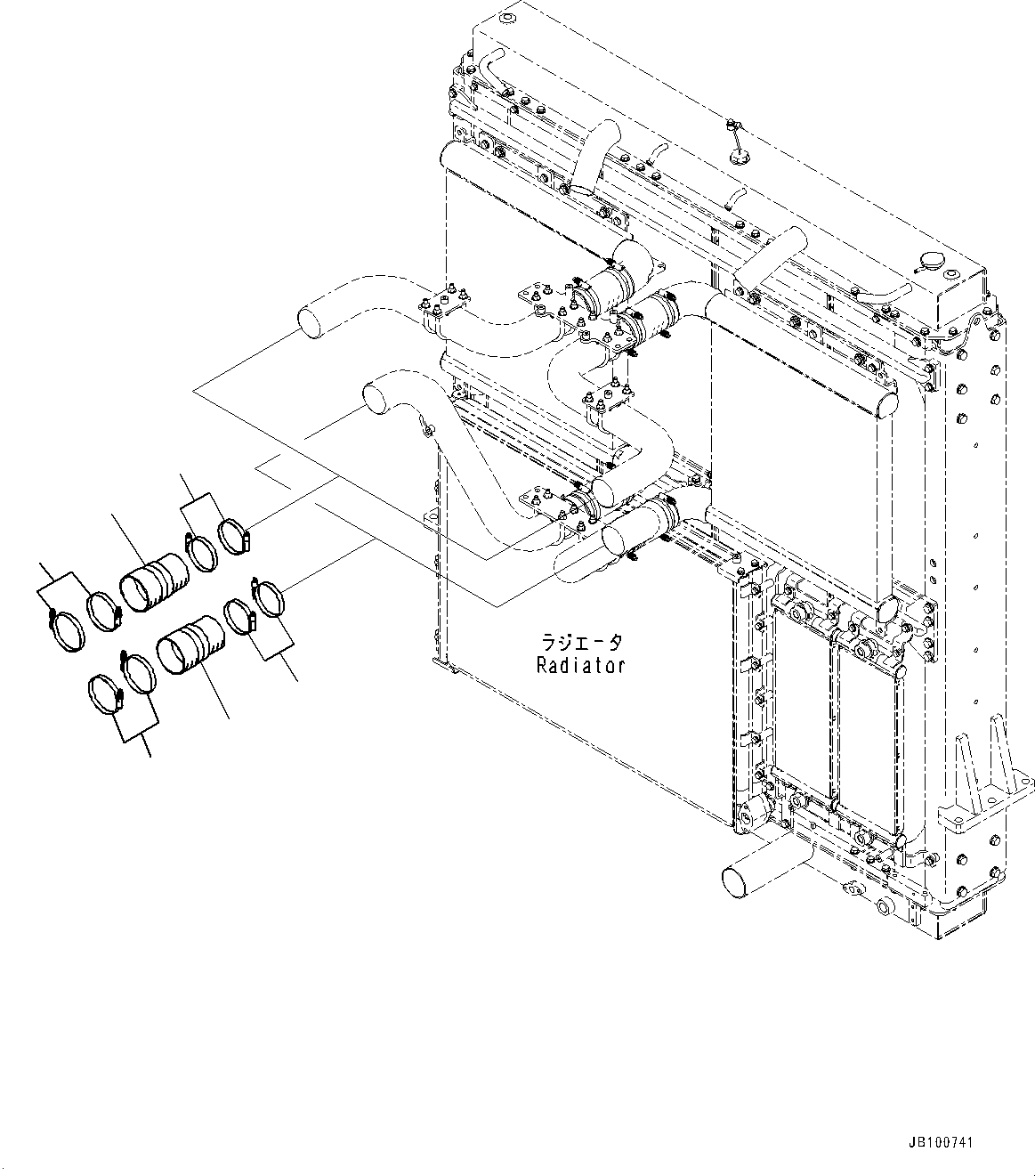 Komatsu parts book diagram for WA800-8E0 S/N 84001-UP: ENGINE RELATED PARTS, AFTERCOOLER PIPING(#84001-)