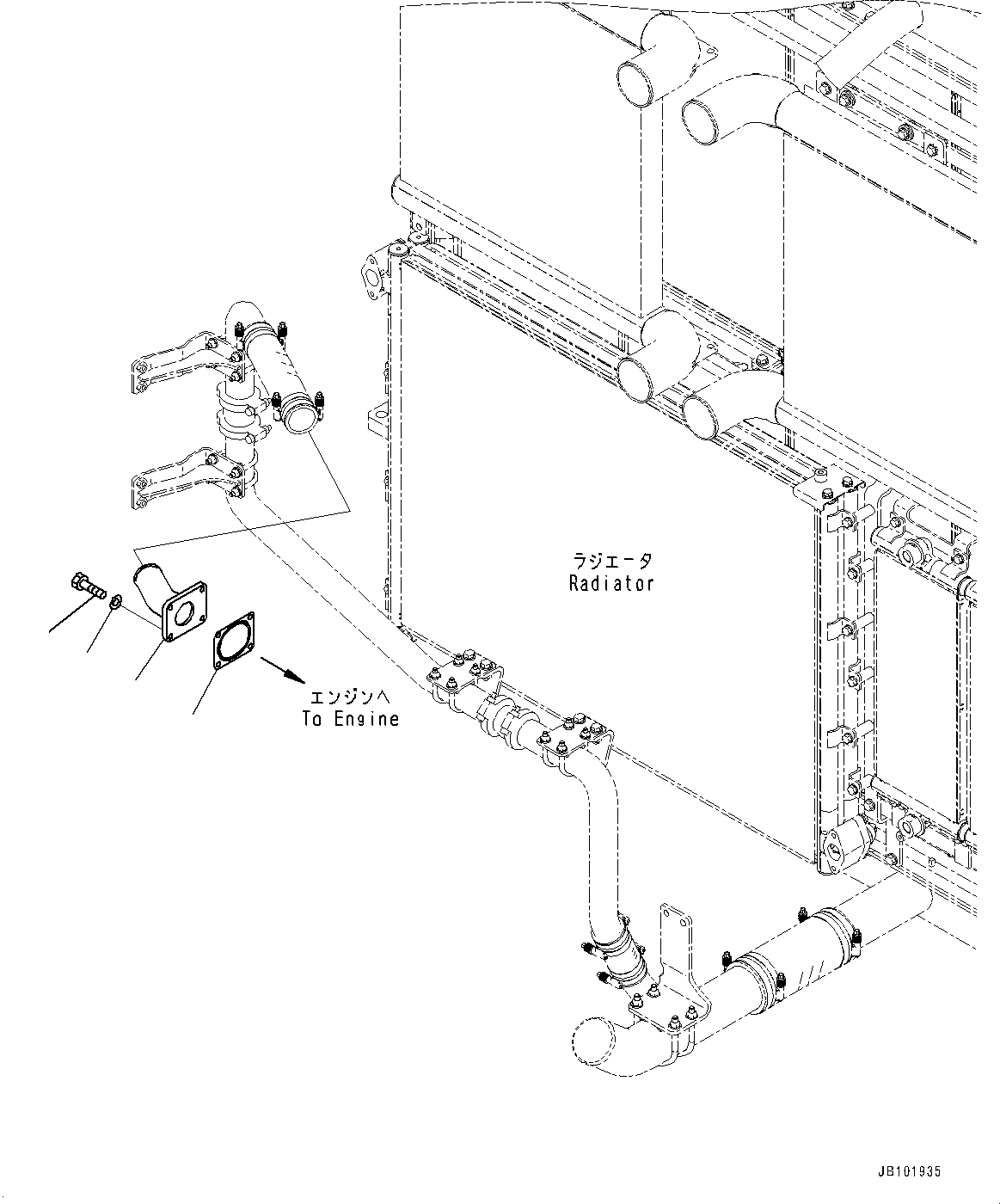 Komatsu parts book diagram for WA800-8E0 S/N 84001-UP: ENGINE RELATED PARTS, EGR COOLER WATER PIPING(#84001-)