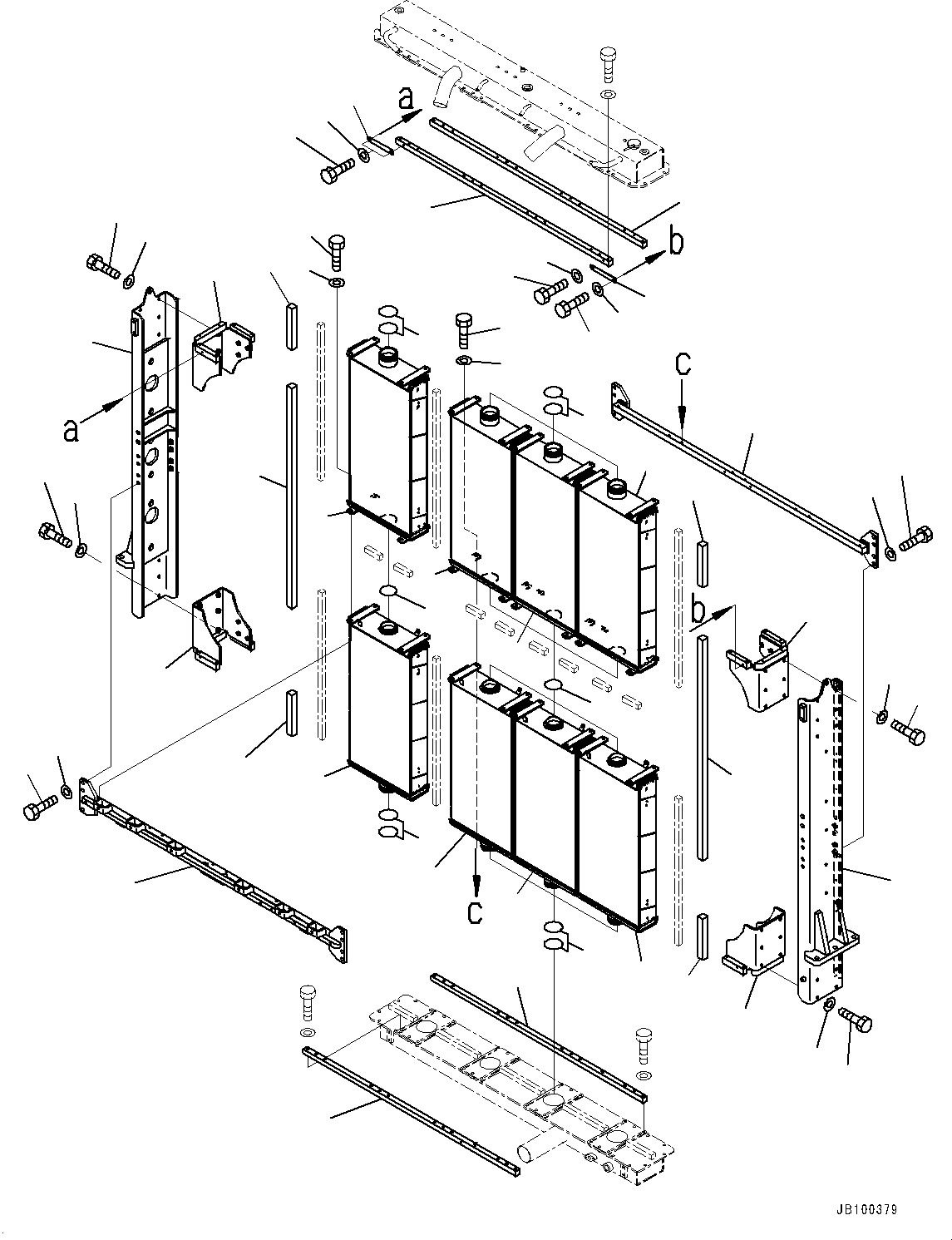 Komatsu parts book diagram for WA800-8E0 S/N 84001-UP: RADIATOR, RADIATOR CORE(#83001-83013)