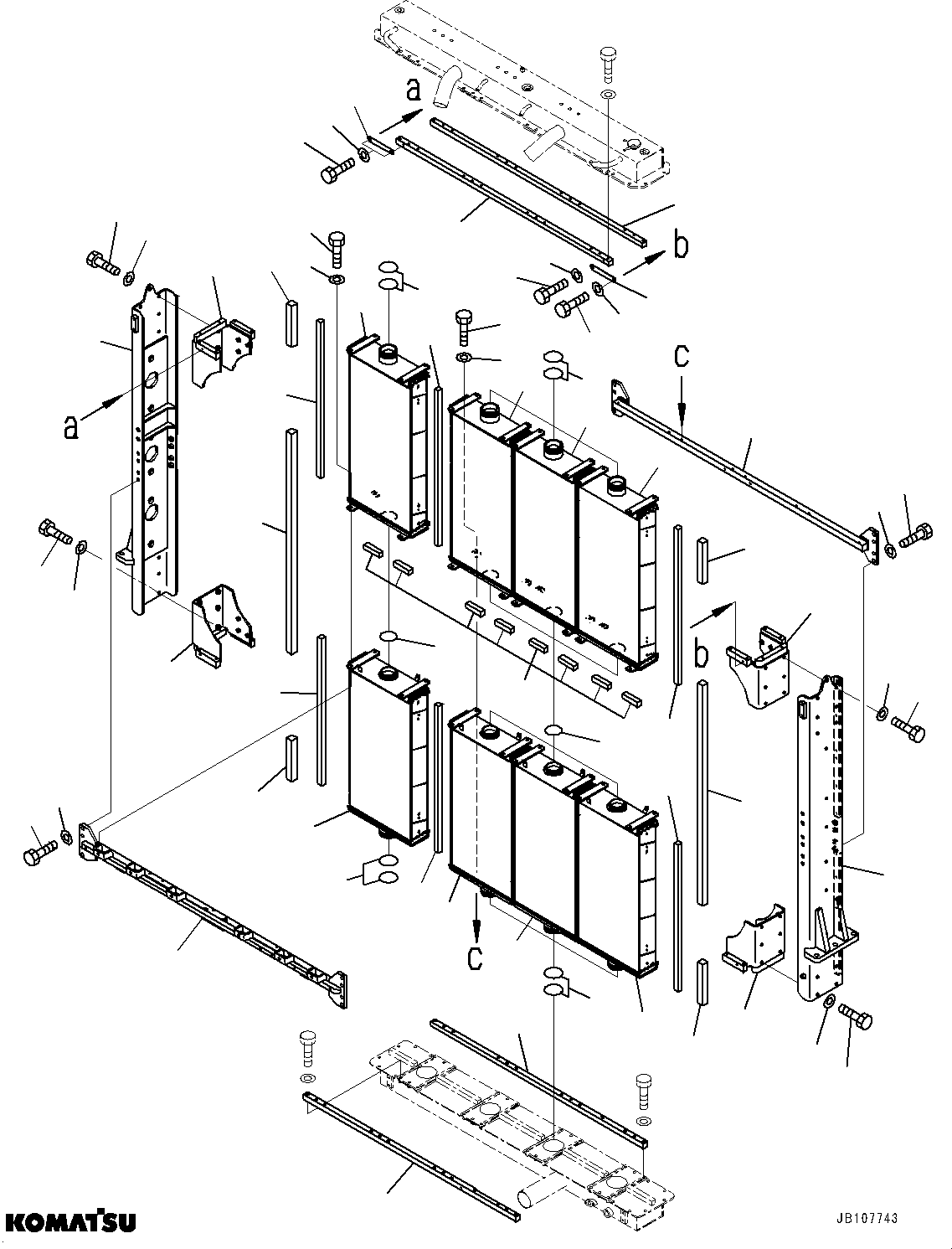 Komatsu parts book diagram for WA800-8E0 S/N 84001-UP: RADIATOR, RADIATOR CORE(#83014-)