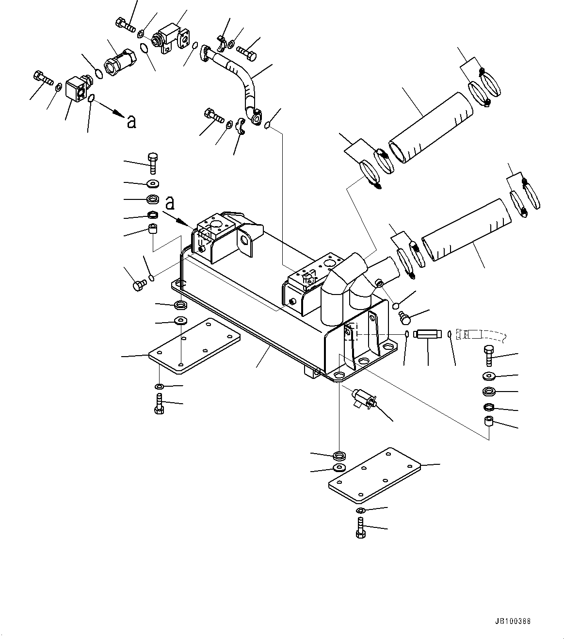 Komatsu parts book diagram for WA800-8E0 S/N 84001-UP: RADIATOR, OIL COOLER(#83001-)