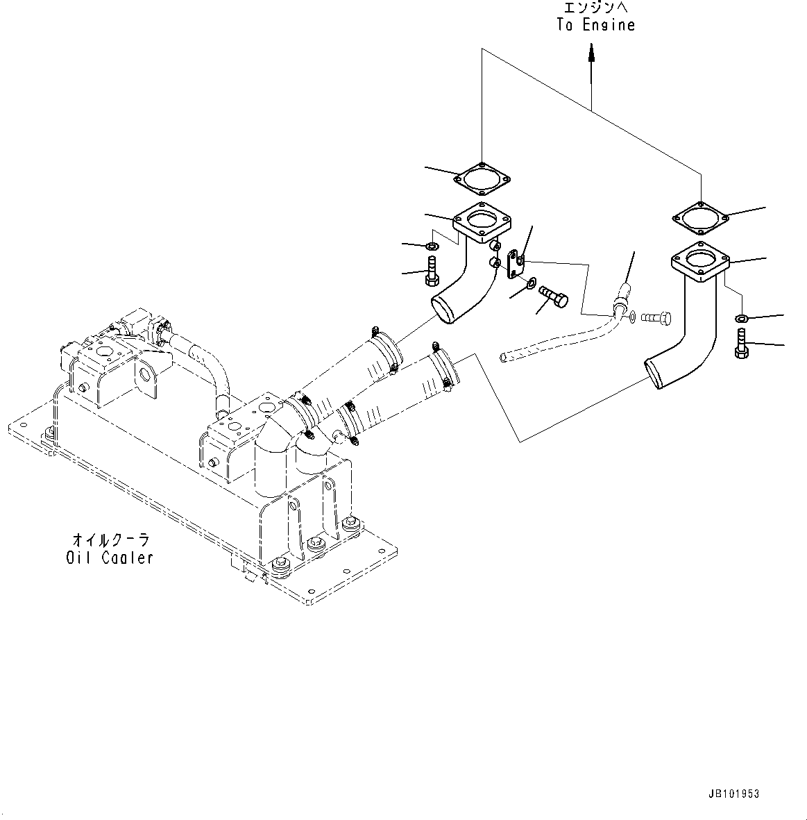Komatsu parts book diagram for WA800-8E0 S/N 84001-UP: RADIATOR, OIL COOLER PIPING(#83001-)