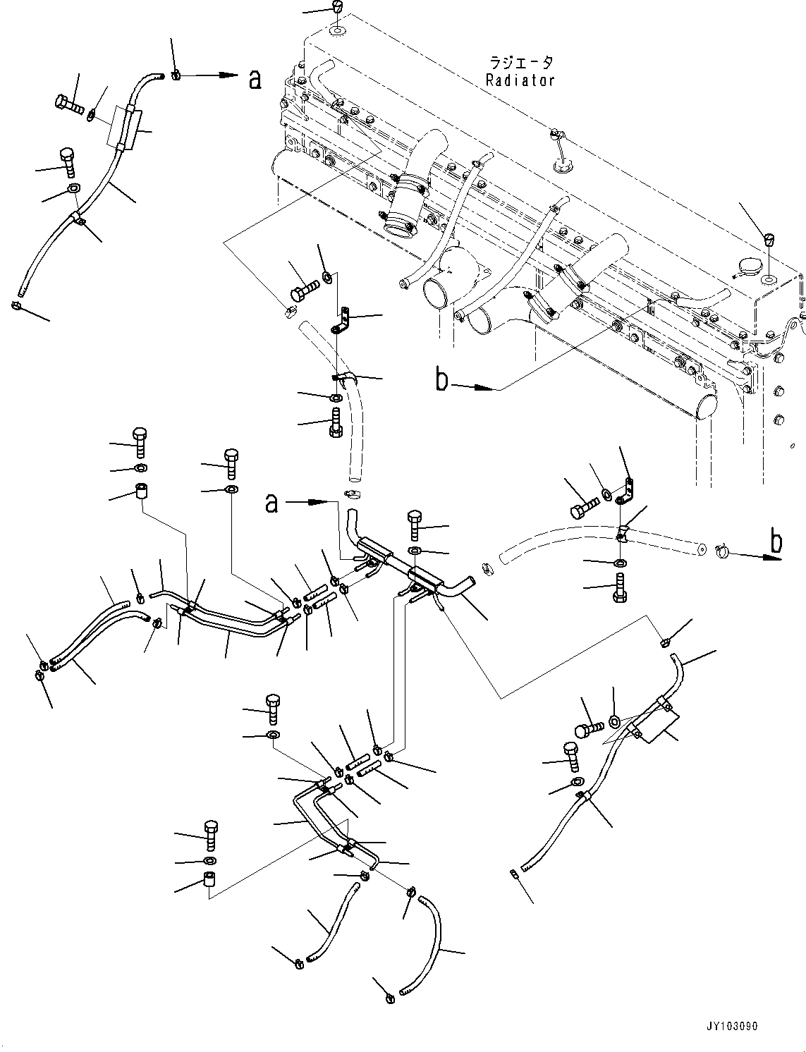 Komatsu parts book diagram for WA800-8E0 S/N 84001-UP: RADIATOR, PIPING (4/4)(#83001-83013)