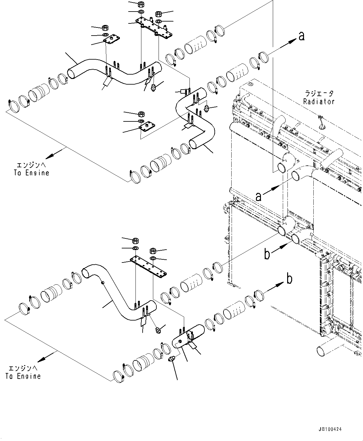 Komatsu parts book diagram for WA800-8E0 S/N 84001-UP: COOLING PIPING, COOLING TUBE(#83001-)