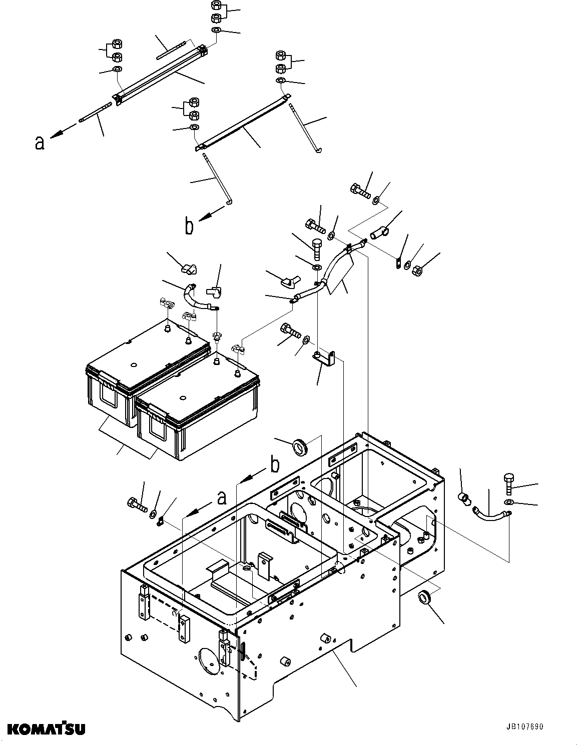 Komatsu parts book diagram for WA800-8E0 S/N 84001-UP: LEFT BATTERY BOX, BATTERY BOX(#83001-)