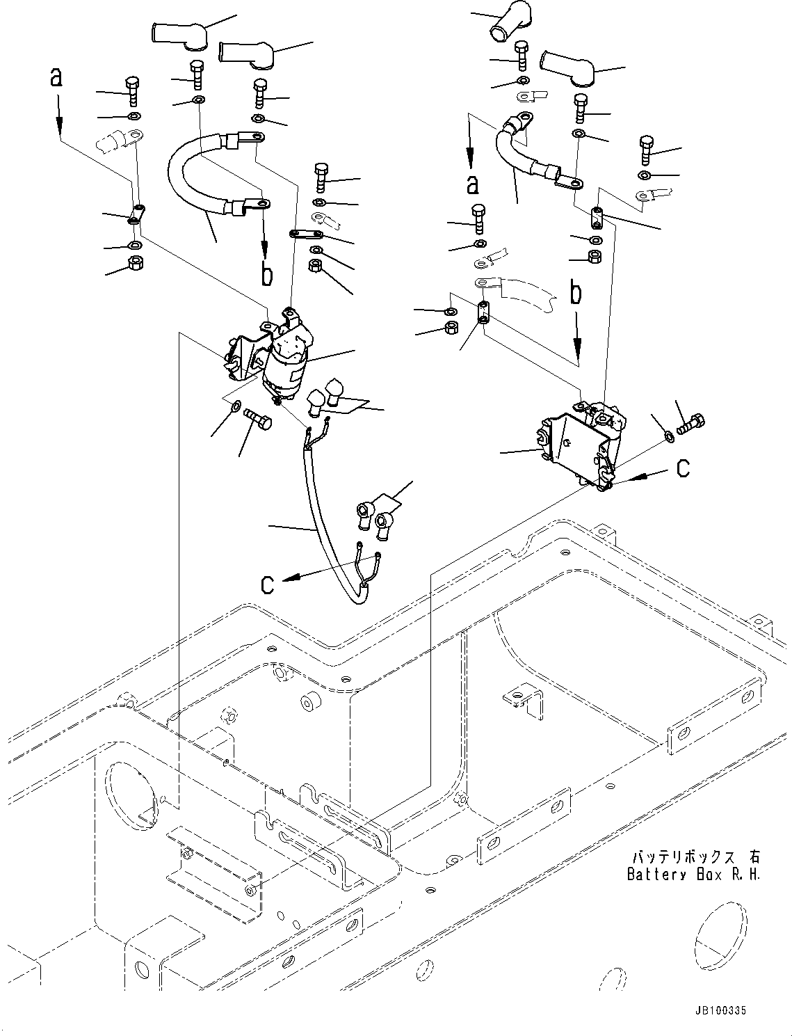 Komatsu parts book diagram for WA800-8E0 S/N 84001-UP: RIGHT BATTERY BOX, BATTERY RELAY(#83001-)