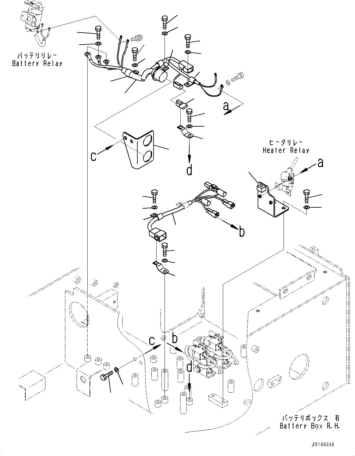 Komatsu parts book diagram for WA800-8E0 S/N 84001-UP: RIGHT BATTERY BOX, WIRING HARNESS(#83001-)