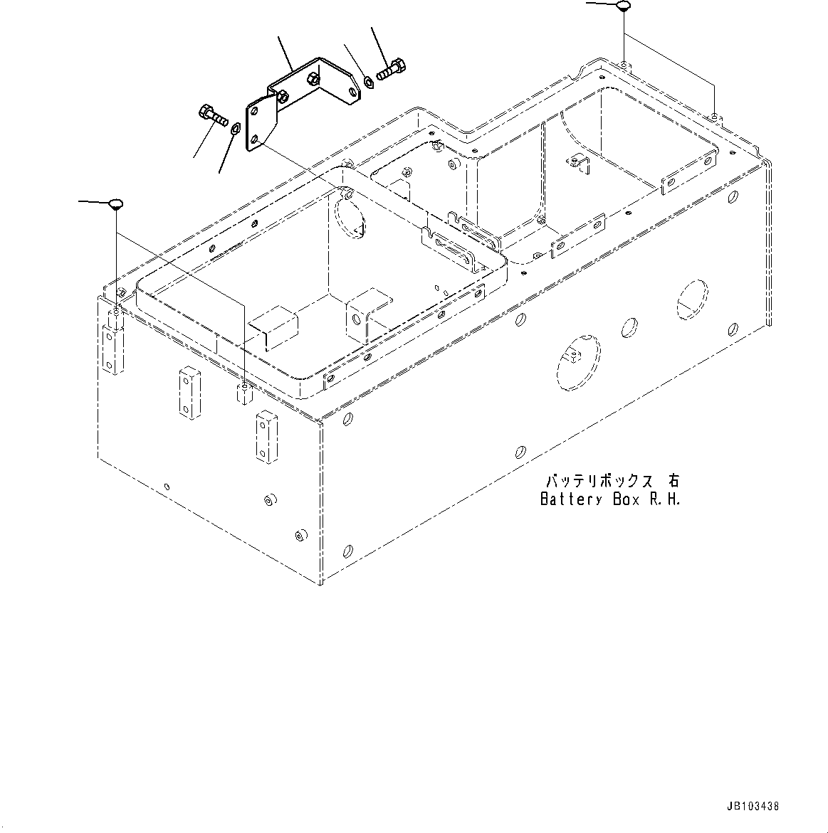 Komatsu parts book diagram for WA800-8E0 S/N 84001-UP: RIGHT BATTERY BOX, BATTERY BOX MOUNTING (2/3)(#83001-)