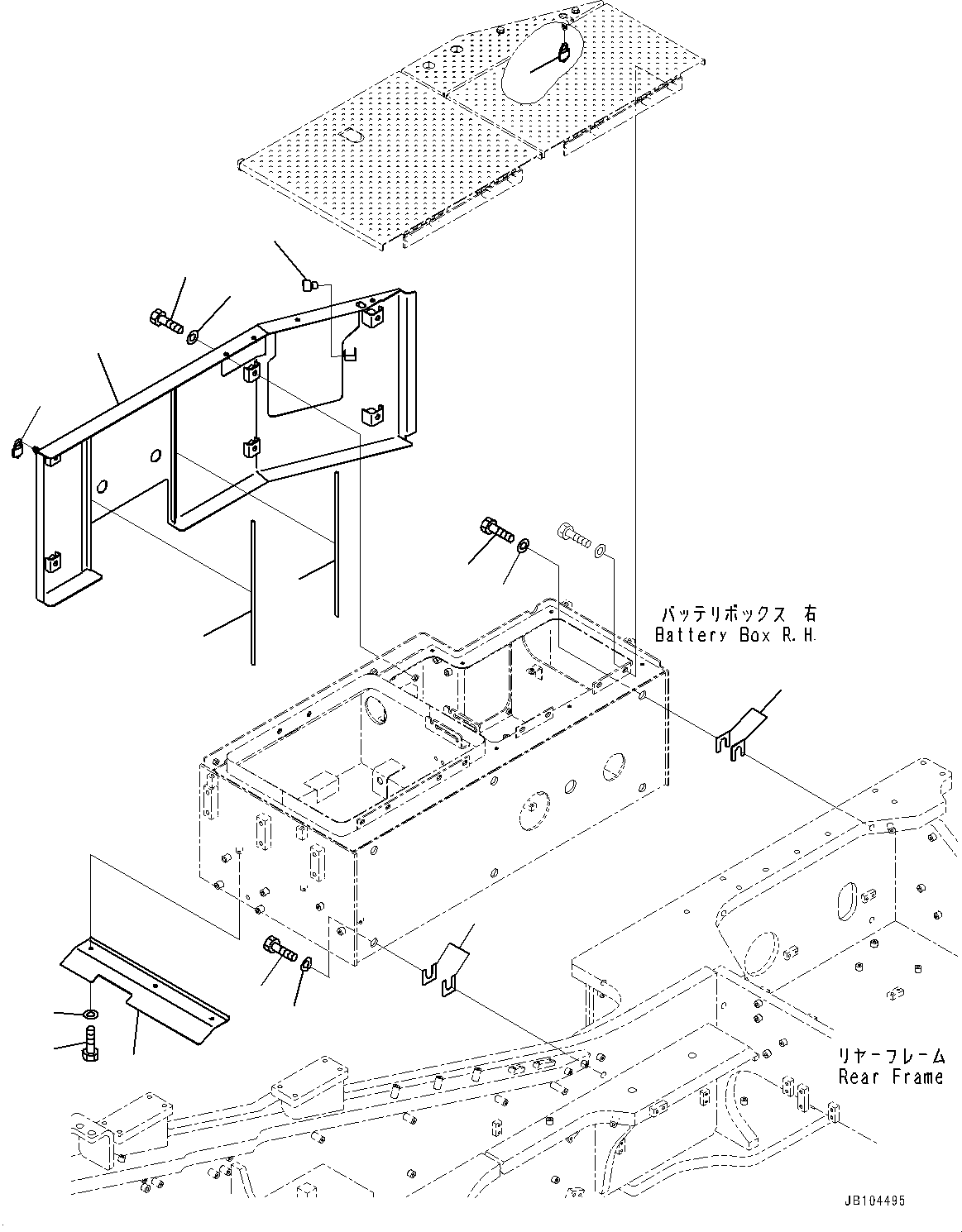 Komatsu parts book diagram for WA800-8E0 S/N 84001-UP: RIGHT BATTERY BOX, BATTERY BOX COVER (2/2)(#83001-)