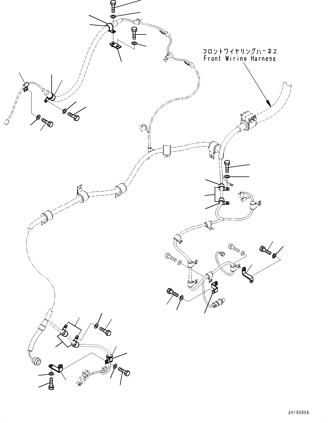 Komatsu parts book diagram for WA800-8E0 S/N 84001-UP: FRONT WIRING HARNESS - HORN, WIRING HARNESS MOUNTING (4/4)(#83001-83013)