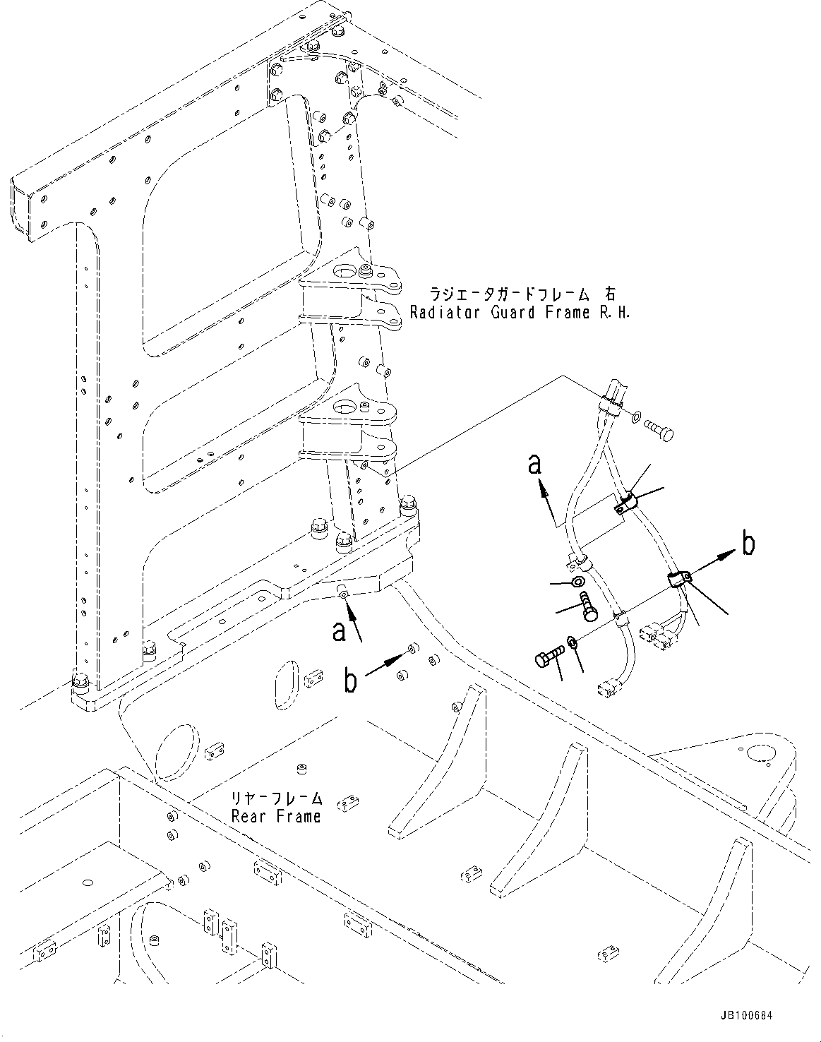 Komatsu parts book diagram for WA800-8E0 S/N 84001-UP: REAR WIRING HARNESS, RADIATOR GUARD WIRING HARNESS(#84001-)