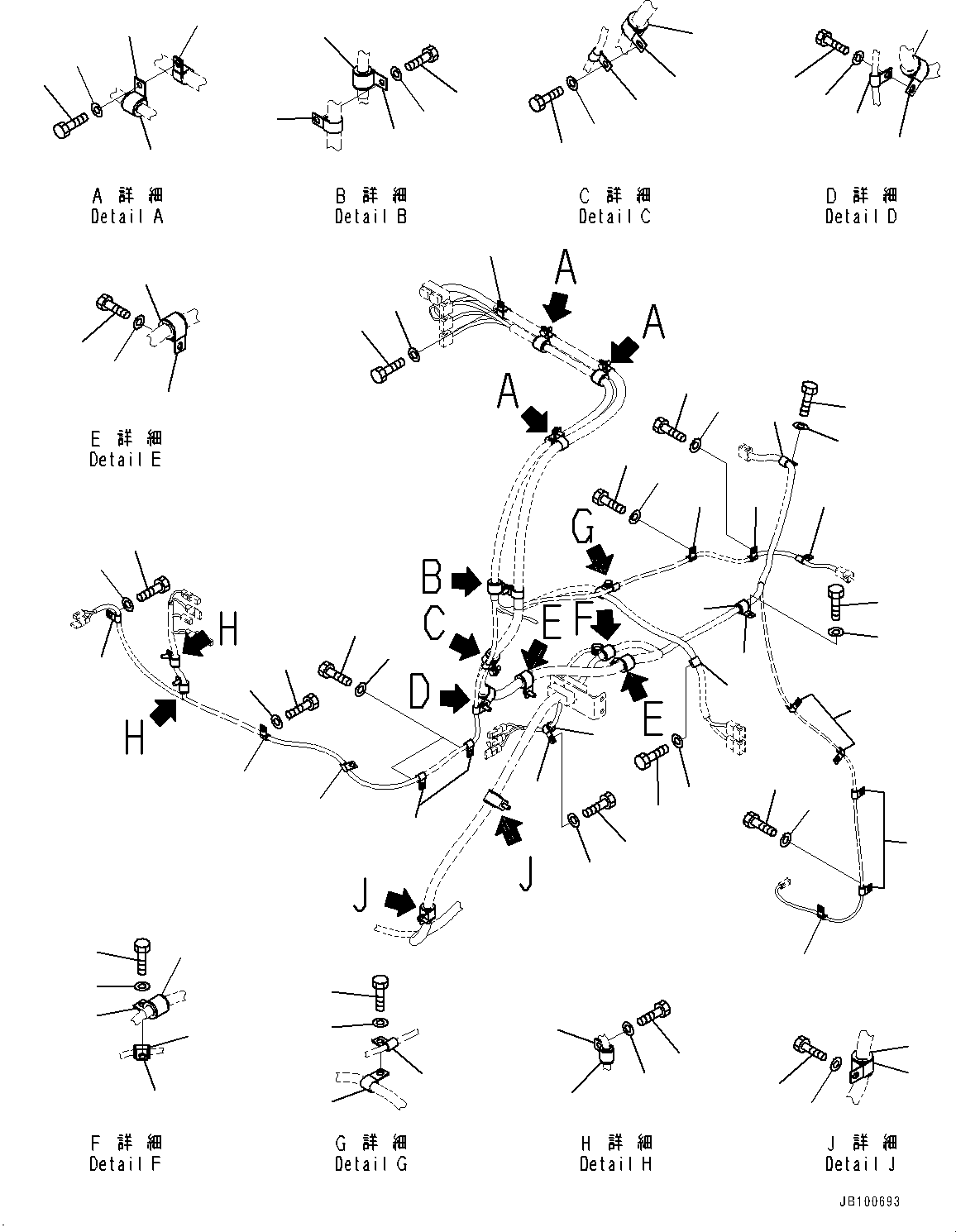 Komatsu parts book diagram for WA800-8E0 S/N 84001-UP: REAR WIRING HARNESS, MOUNTING (6/6)(#84001-)
