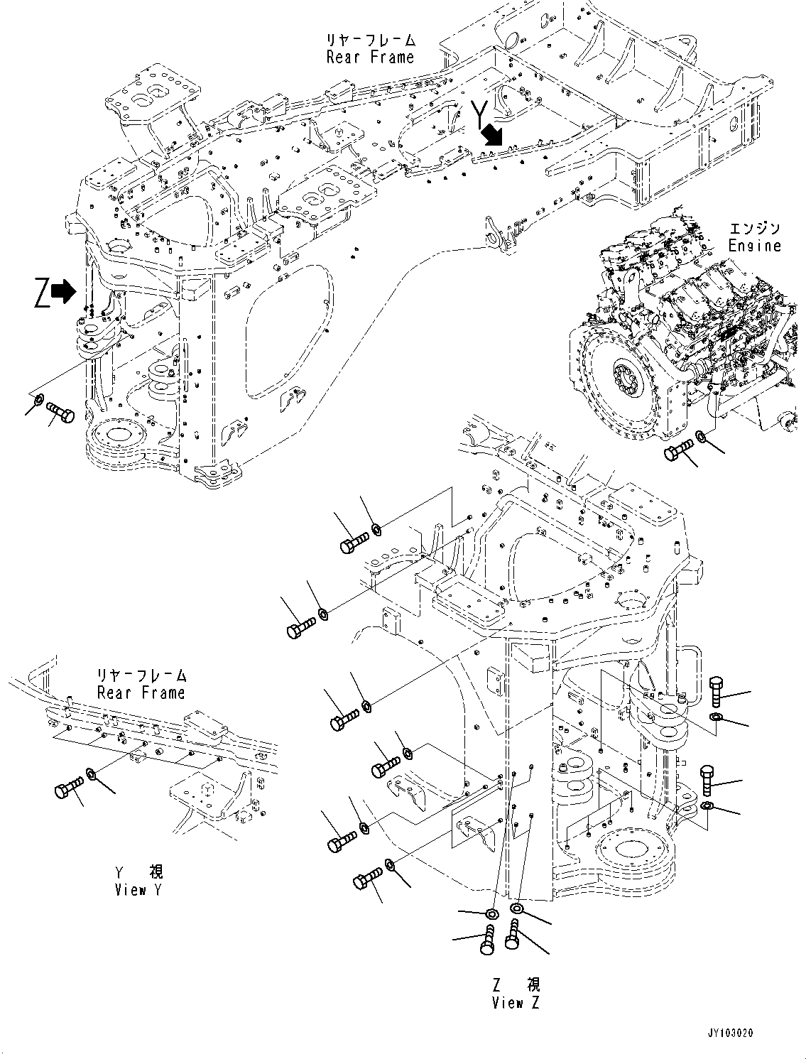 Komatsu parts book diagram for WA800-8E0 S/N 84001-UP: REAR WIRING HARNESS, BLIND PARTS(#84001-)