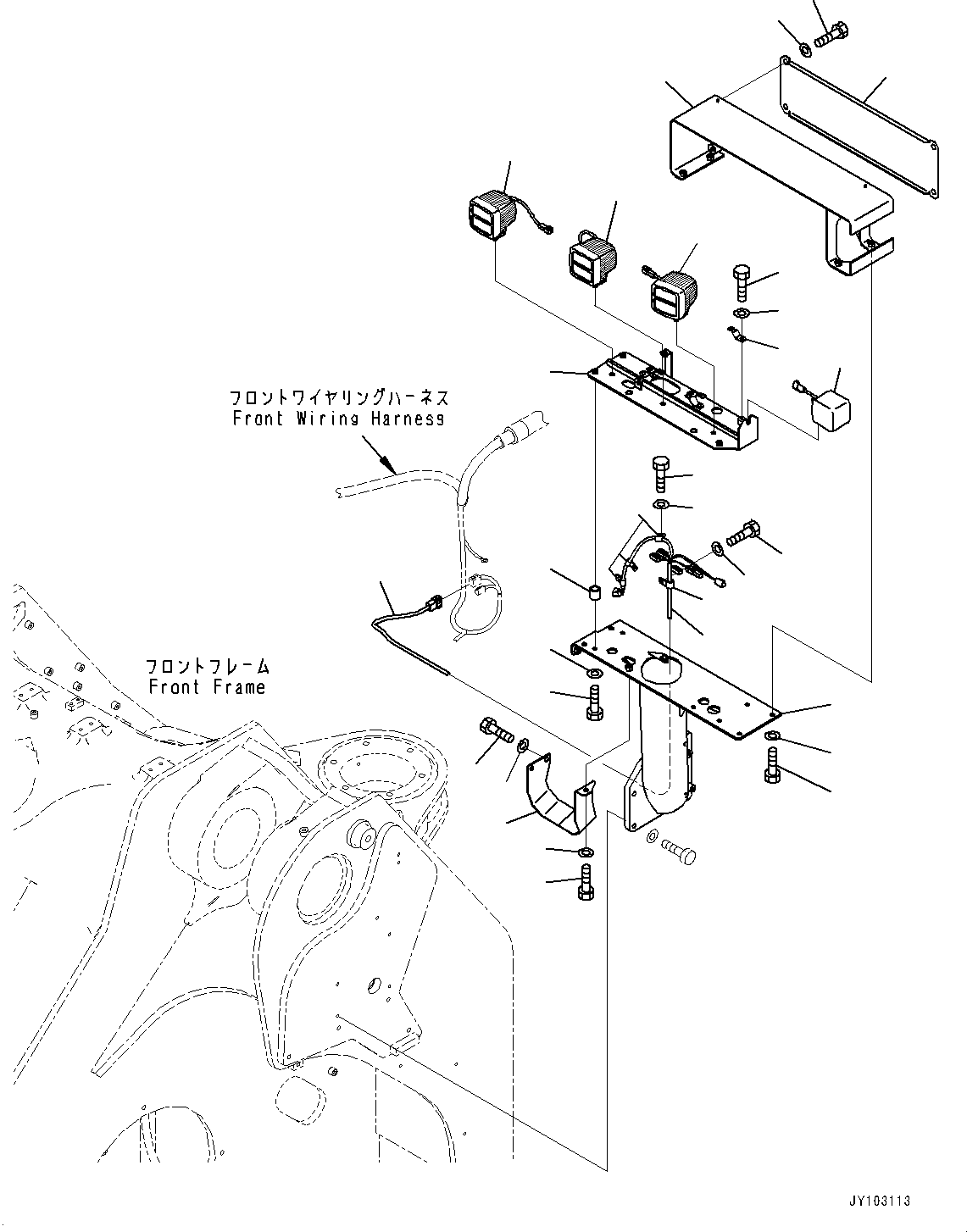 Komatsu parts book diagram for WA800-8E0 S/N 84001-UP: FRONT LAMP L.H., LAMP(#83001-83000)
