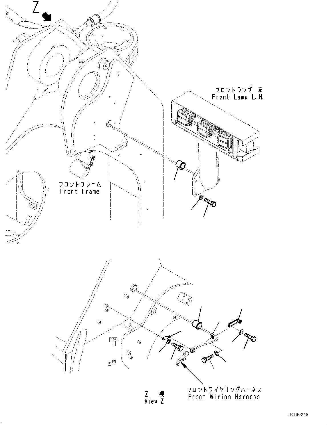 Komatsu parts book diagram for WA800-8E0 S/N 84001-UP: FRONT LAMP L.H., MOUNTING(#83001-)