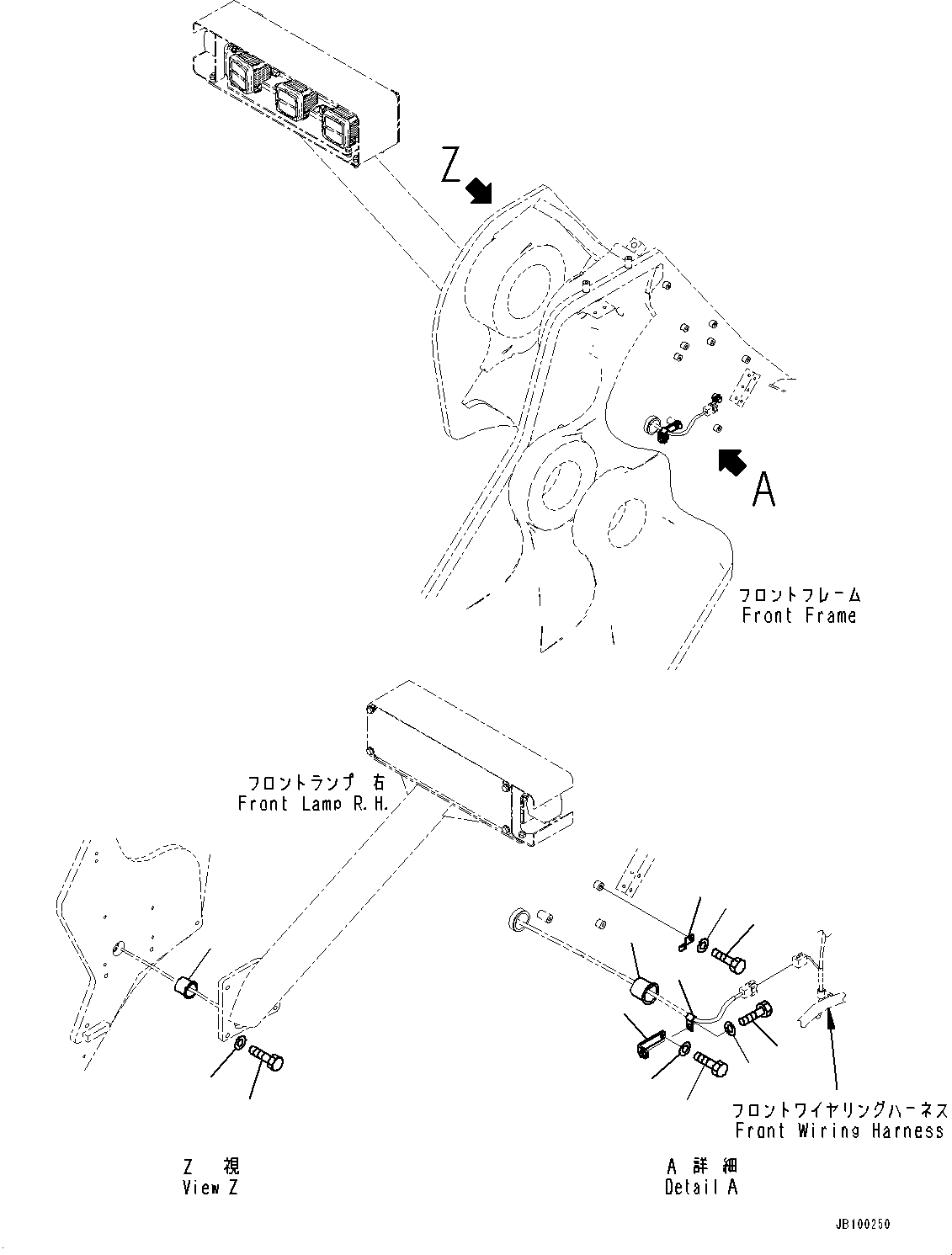 Komatsu parts book diagram for WA800-8E0 S/N 84001-UP: FRONT LAMP R.H., MOUNTING(#83001-)