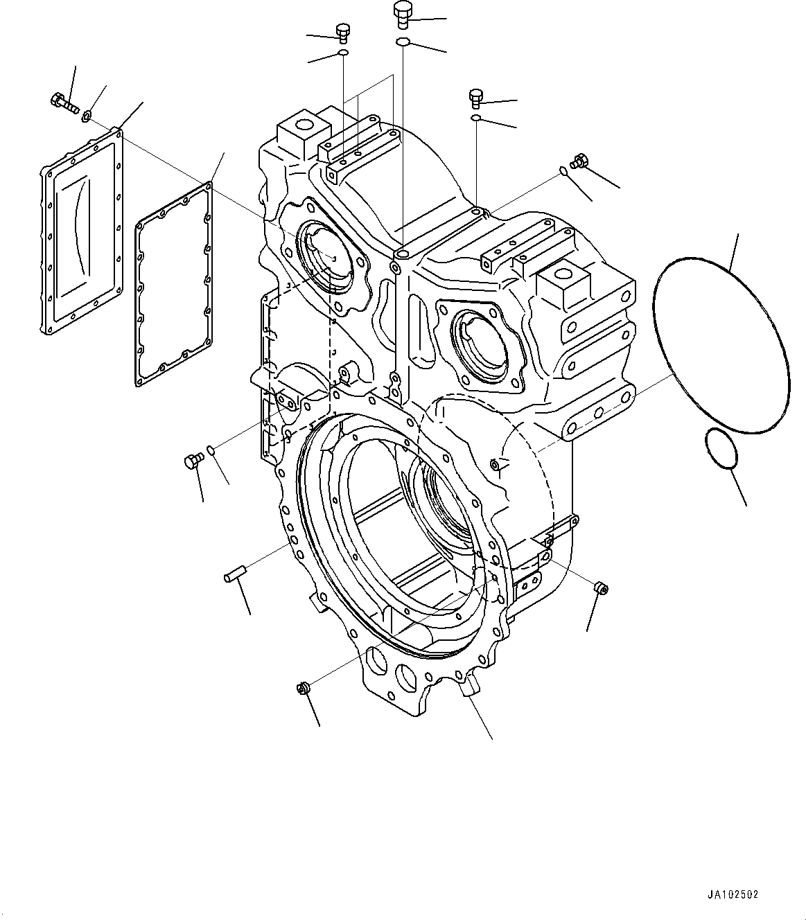 Komatsu parts book diagram for WA800-8E0 S/N 84001-UP: TORQUE CONVERTER AND TRANSMISSION, TORQUE CONVERTER CASE (2/2)(#83001-)