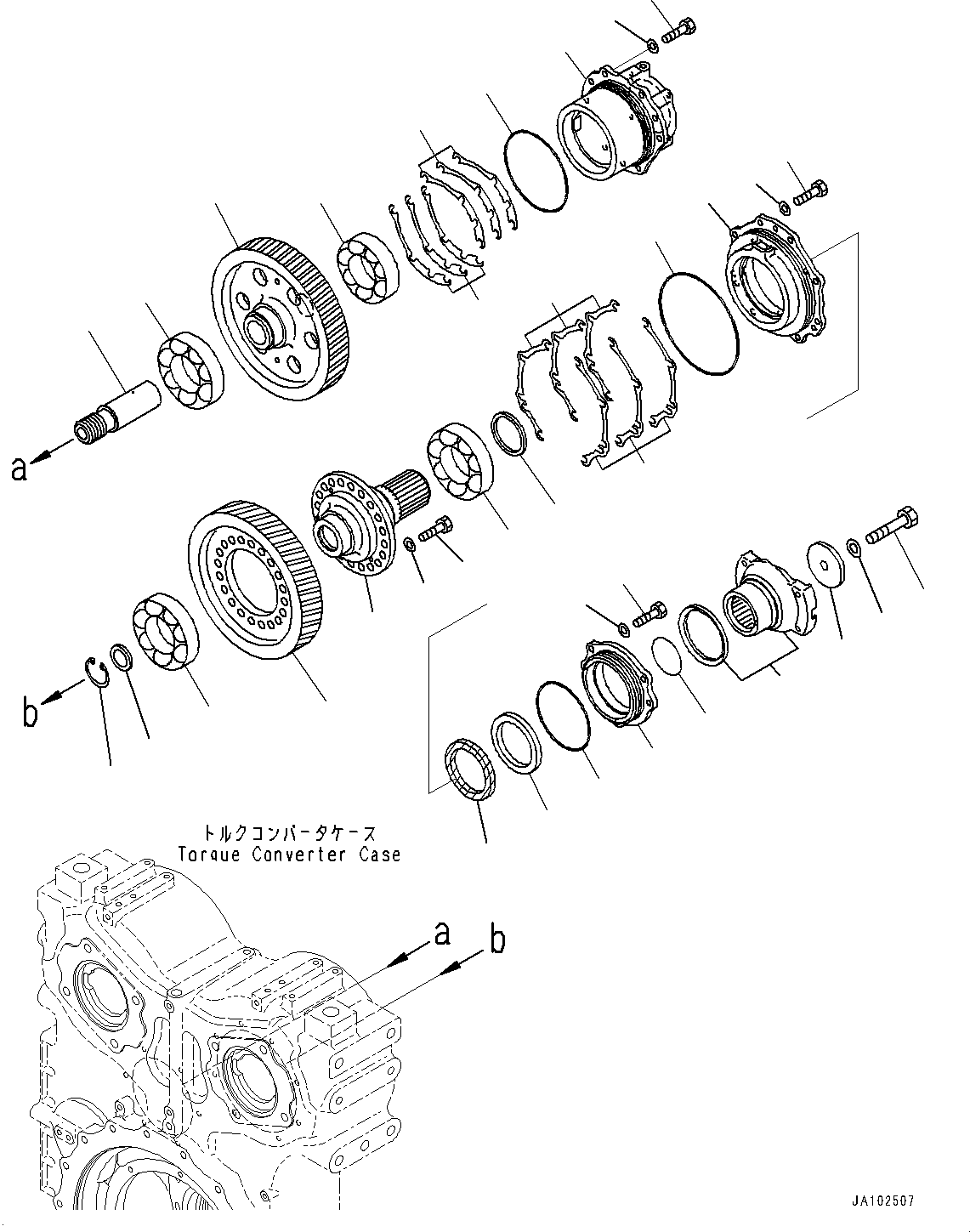 Komatsu parts book diagram for WA800-8E0 S/N 84001-UP: TORQUE CONVERTER AND TRANSMISSION, TORQUE CONVERTER INPUT TRANSFER GEAR (1/2)(#83001-)