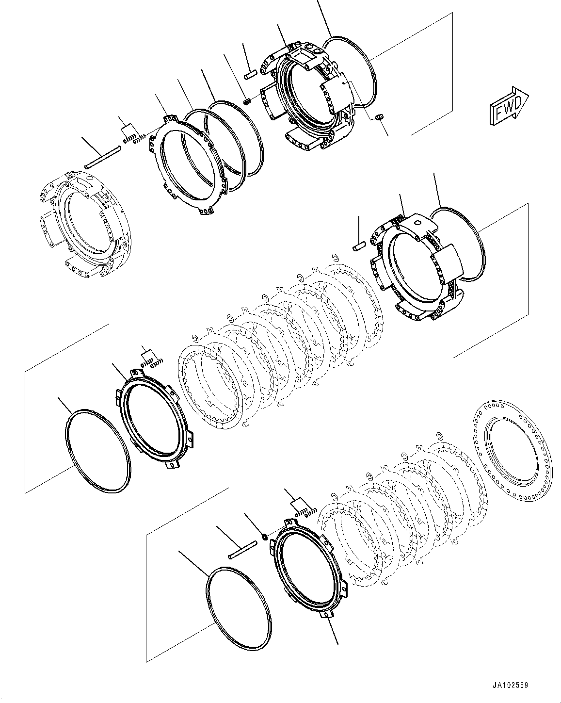 Komatsu parts book diagram for WA800-8E0 S/N 84001-UP: TORQUE CONVERTER AND TRANSMISSION, 2ND AND 3RD HOUSING(#83001-)