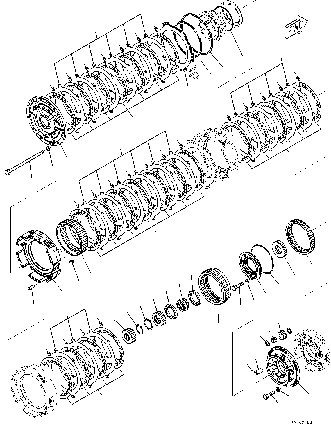 Komatsu parts book diagram for WA800-8E0 S/N 84001-UP: TORQUE CONVERTER AND TRANSMISSION, FORWARD AND REVERSE HOUSING(#83001-)