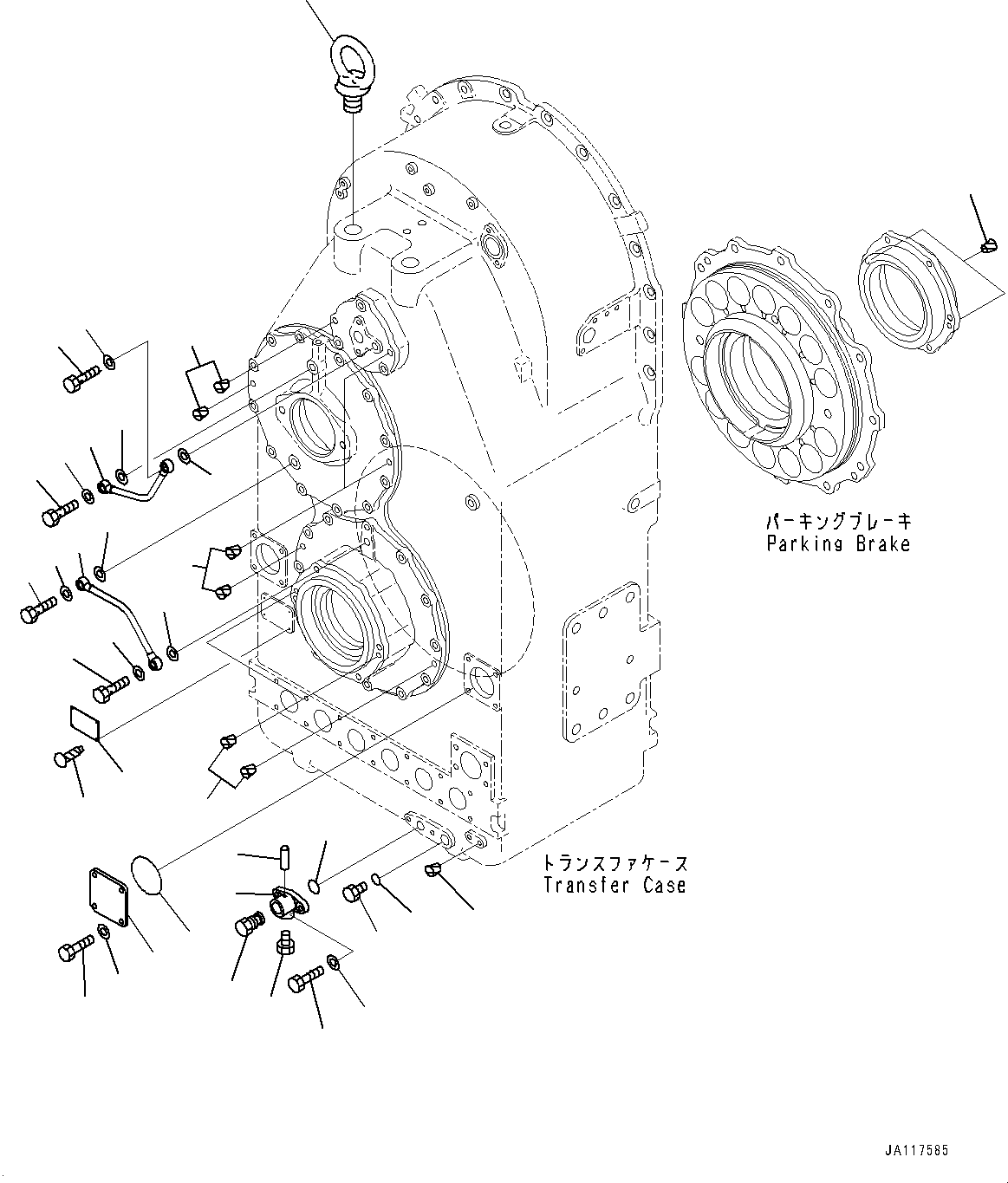 Komatsu parts book diagram for WA800-8E0 S/N 84001-UP: TORQUE CONVERTER AND TRANSMISSION, TRANSMISSION PIPING (1/3)(#83001-)