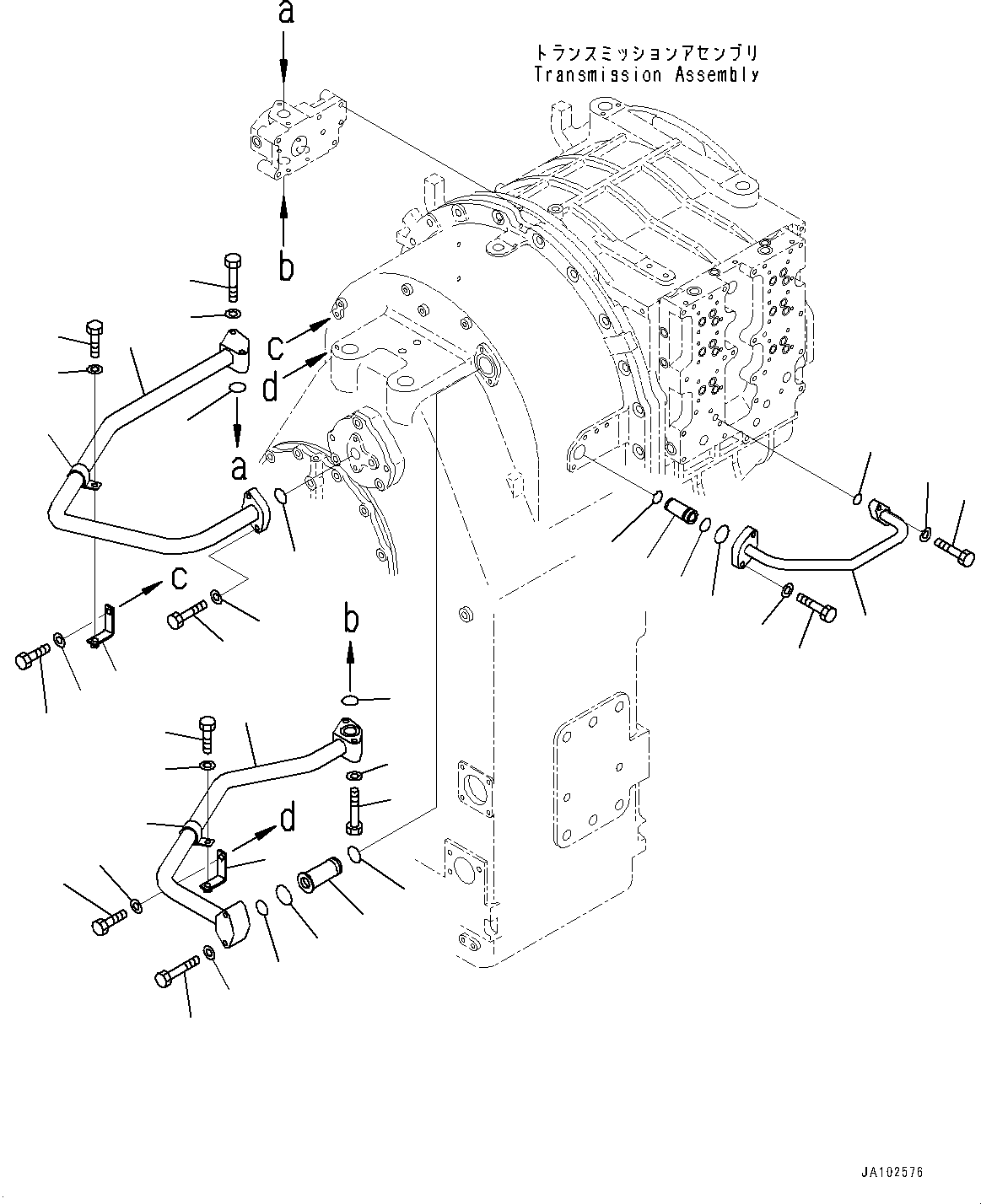 Komatsu parts book diagram for WA800-8E0 S/N 84001-UP: TORQUE CONVERTER AND TRANSMISSION, TRANSMISSION PIPING (2/3)(#83001-)