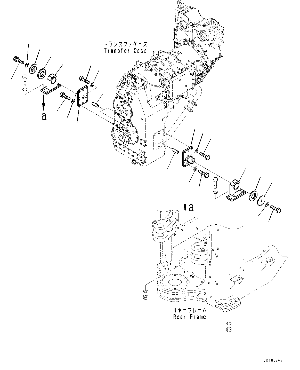 Komatsu parts book diagram for WA800-8E0 S/N 84001-UP: TORQUE CONVERTER AND TRANSMISSION, BRACKET AND CUSHION(#83001-)