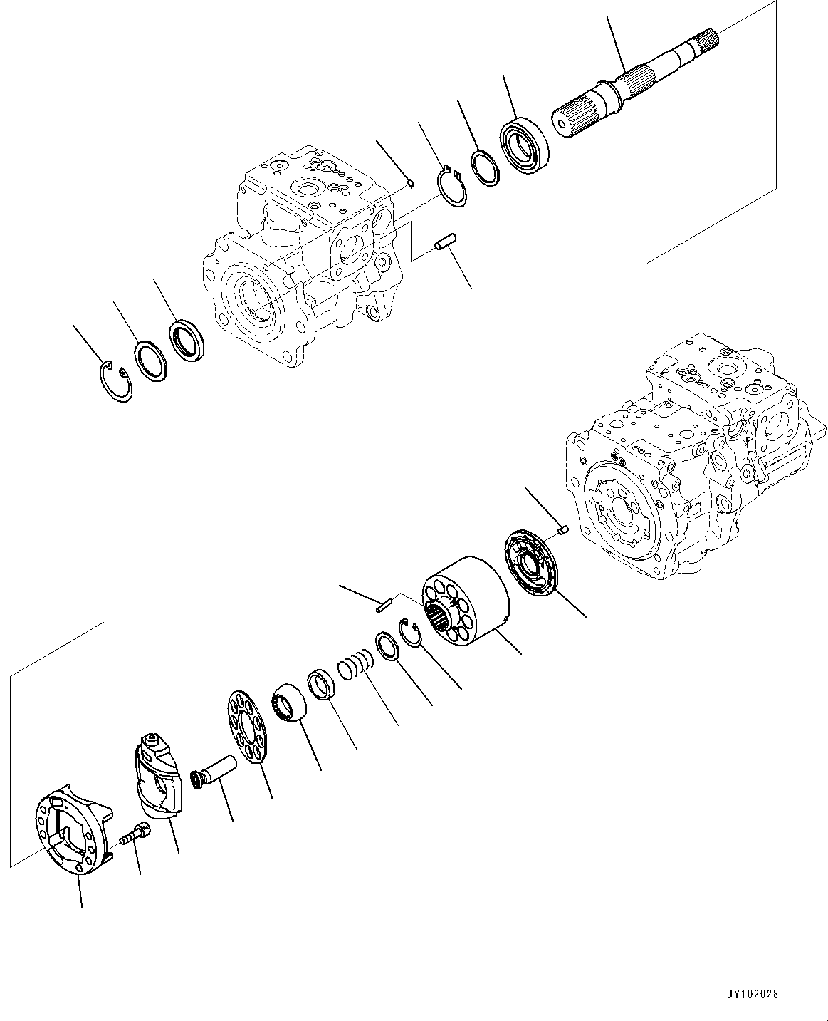 Komatsu parts book diagram for WA800-8E0 S/N 84001-UP: TORQUE CONVERTER AND TRANSMISSION, PISTON PUMP (3/37) (WORK EQUIPMENT PUMP, L.H.)(#83001-)