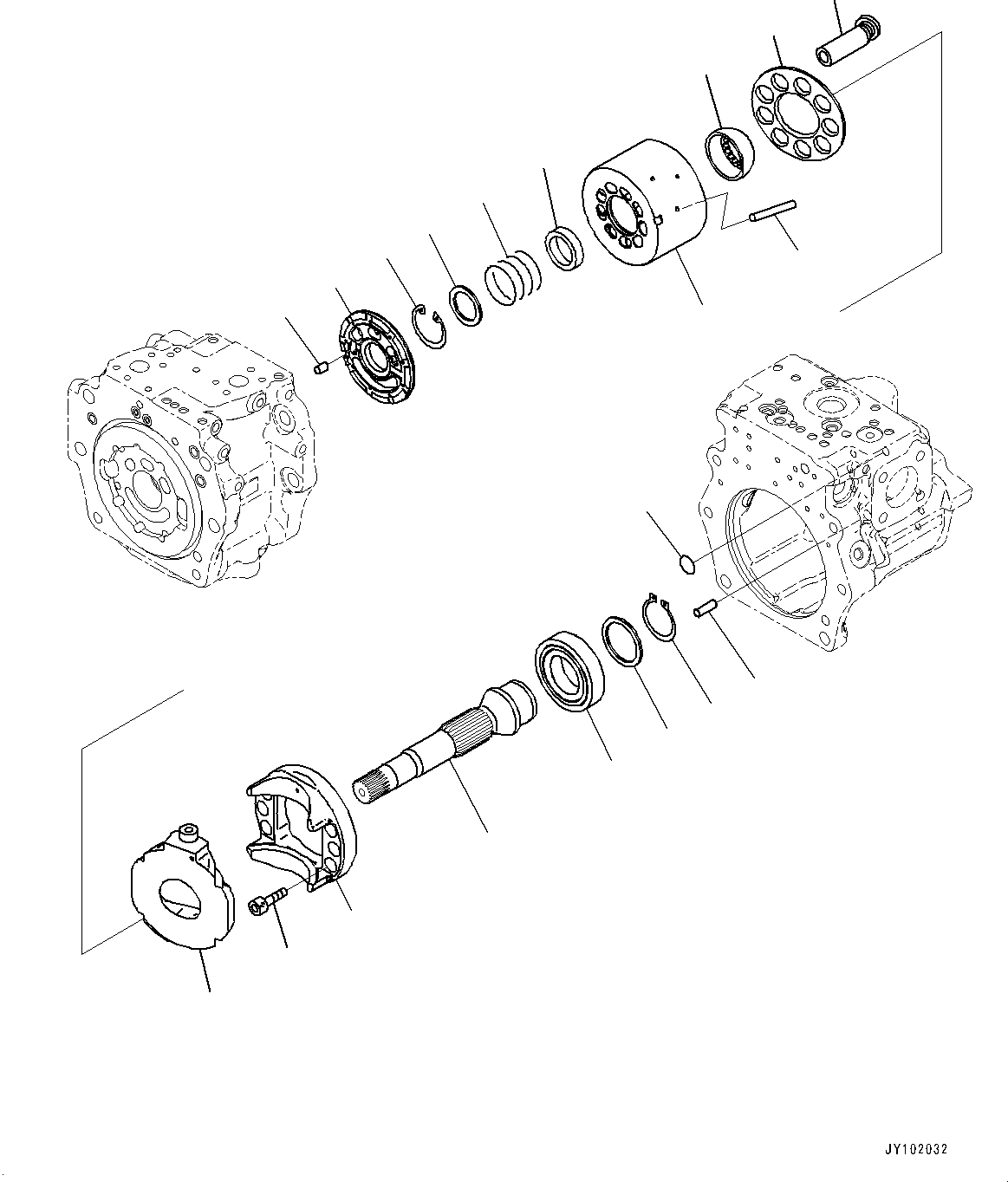 Komatsu parts book diagram for WA800-8E0 S/N 84001-UP: TORQUE CONVERTER AND TRANSMISSION, PISTON PUMP (18/37) (WORK EQUIPMENT PUMP, R.H.)(#83001-)