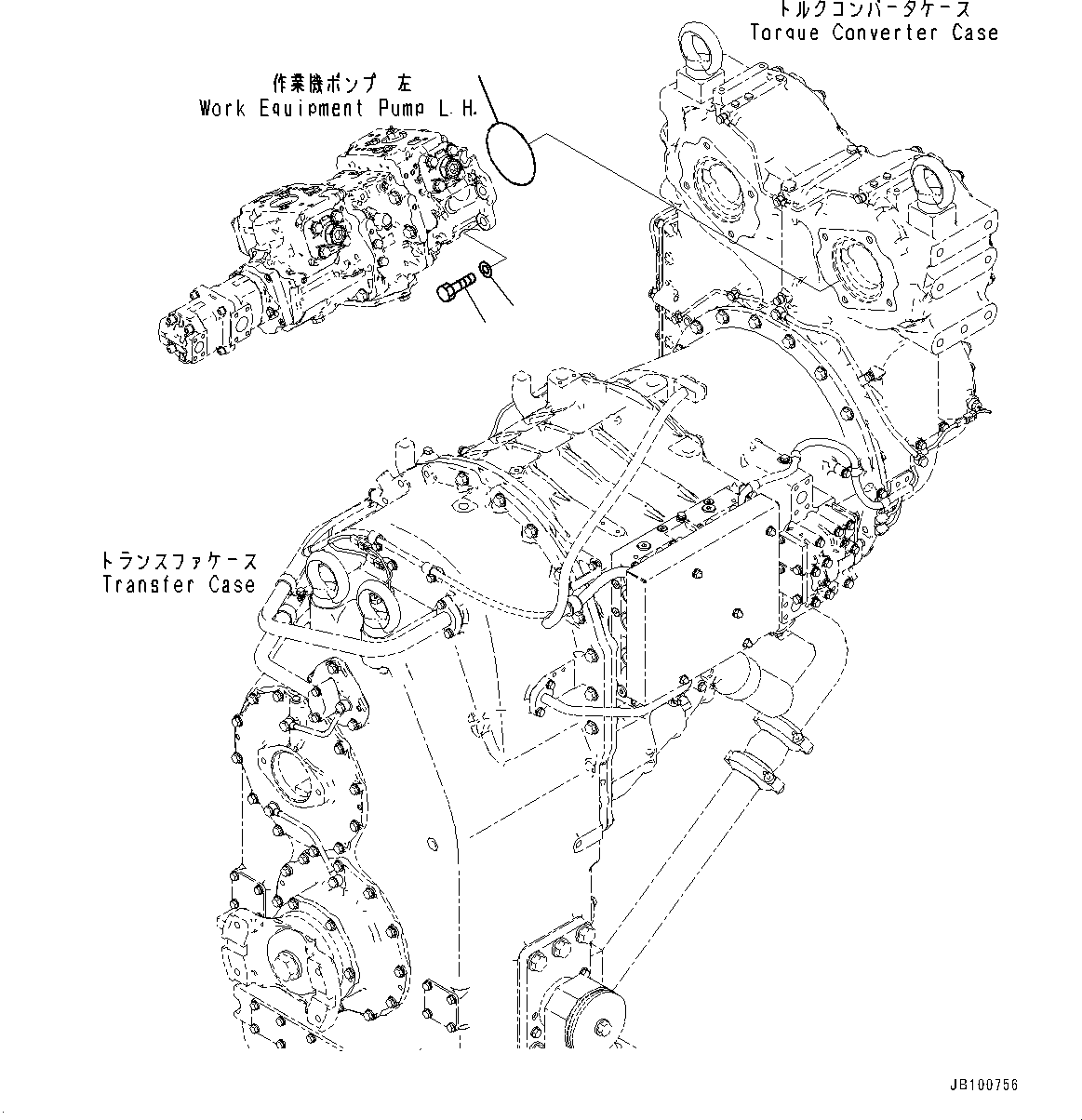Komatsu parts book diagram for WA800-8E0 S/N 84001-UP: TORQUE CONVERTER AND TRANSMISSION, MOUNTING (1/8)(#83001-)