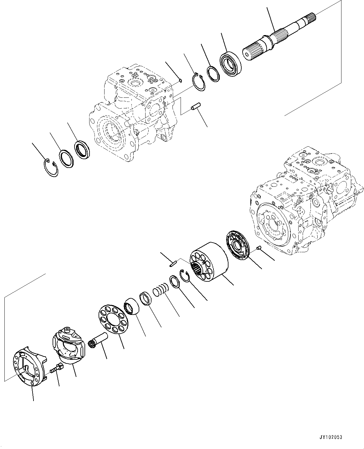 Komatsu parts book diagram for WA800-8E0 S/N 84001-UP: TORQUE CONVERTER AND TRANSMISSION, PISTON PUMP (25/37) (STEERING PUMP)(#83001-)