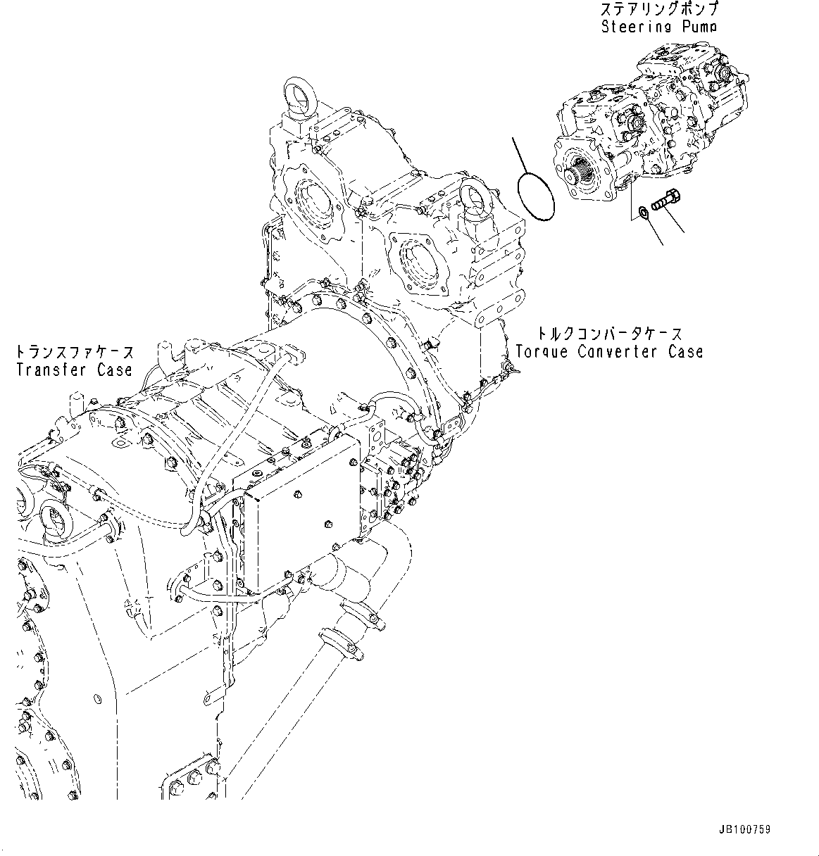 Komatsu parts book diagram for WA800-8E0 S/N 84001-UP: TORQUE CONVERTER AND TRANSMISSION, PUMP MOUNTING (1/3)(#83001-)