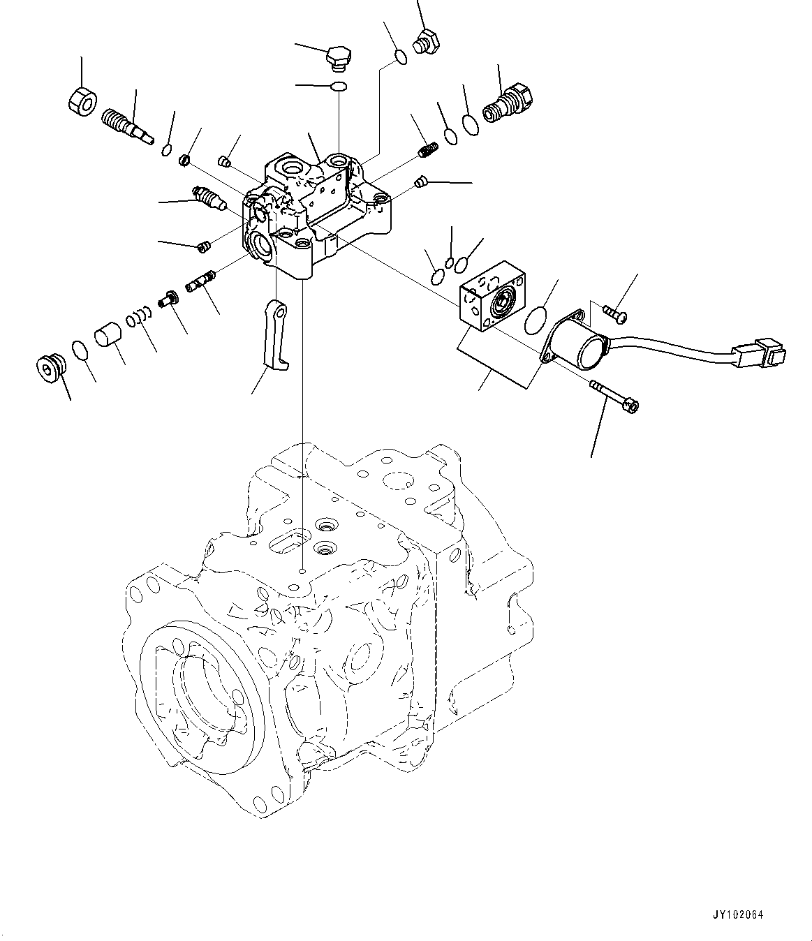 Komatsu parts book diagram for WA800-8E0 S/N 84001-UP: TORQUE CONVERTER AND TRANSMISSION, PISTON PUMP (36/37) (COOLING FAN PUMP)(#83001-)