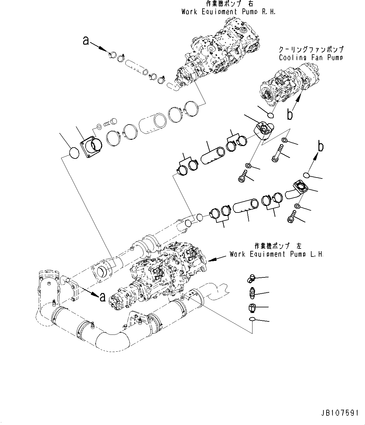 Komatsu parts book diagram for WA800-8E0 S/N 84001-UP: TORQUE CONVERTER AND TRANSMISSION, SUCTION PIPING (3/3)(#83001-)