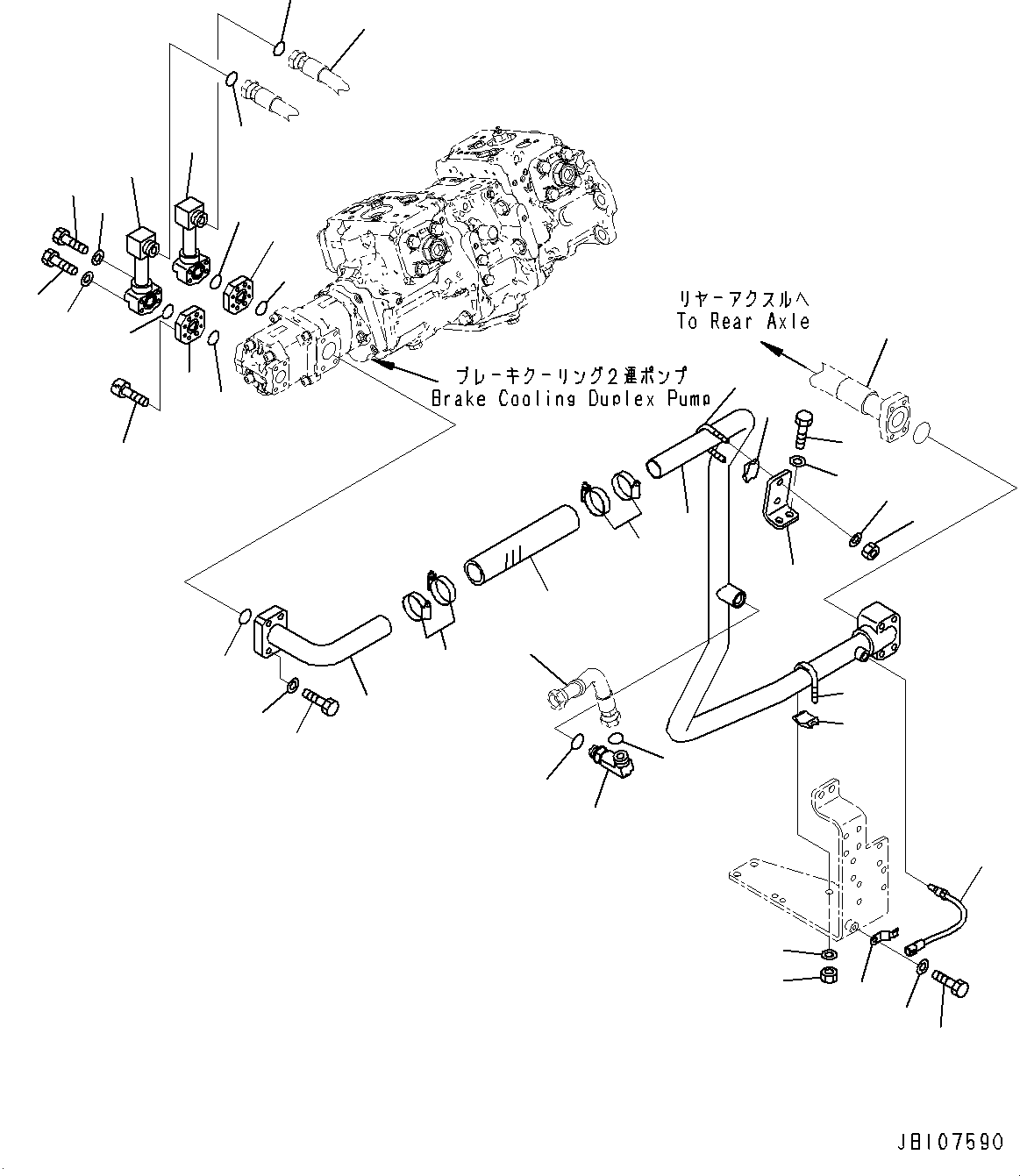 Komatsu parts book diagram for WA800-8E0 S/N 84001-UP: TORQUE CONVERTER AND TRANSMISSION, BRAKE COOLING PIPING(#83001-)