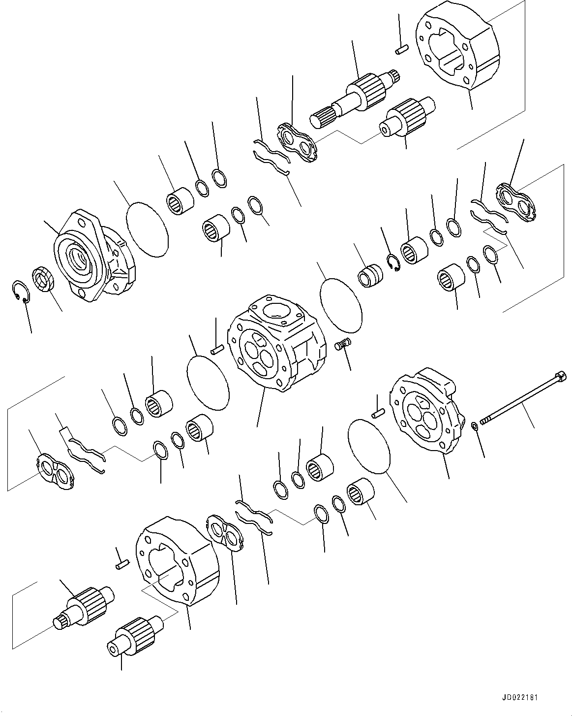 Komatsu parts book diagram for WA800-8E0 S/N 84001-UP: TORQUE CONVERTER AND TRANSMISSION, GEAR PUMP (9/9) (SECONDARY STEERING PUMP)(#83001-)
