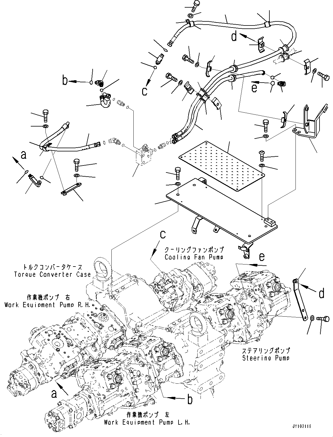 Komatsu parts book diagram for WA800-8E0 S/N 84001-UP: TORQUE CONVERTER AND TRANSMISSION, PIPING (2/2)(#83001-)