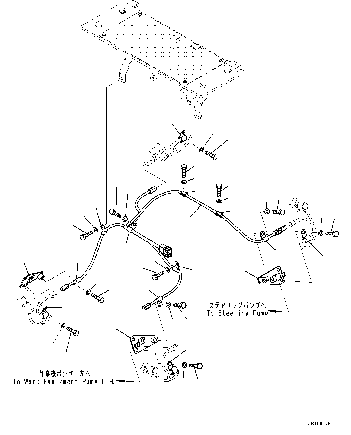 Komatsu parts book diagram for WA800-8E0 S/N 84001-UP: TORQUE CONVERTER AND TRANSMISSION, WIRING HARNESS AND MOUNTING (1/2)(#83001-)