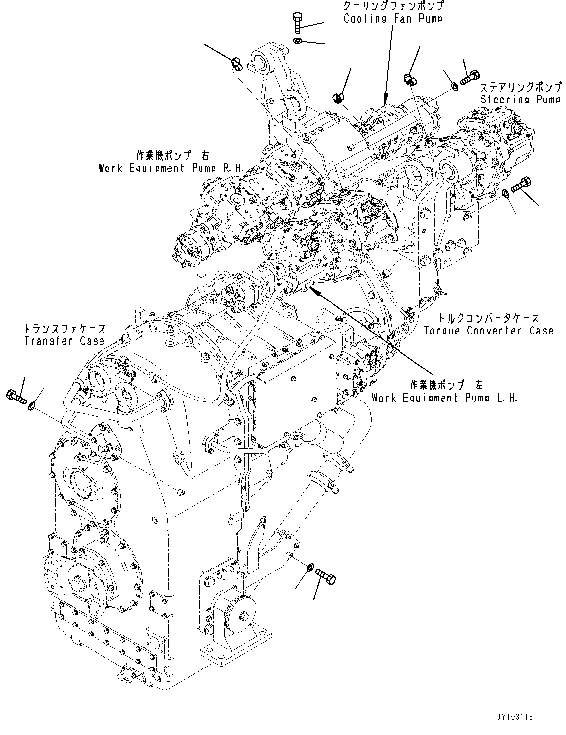 Komatsu parts book diagram for WA800-8E0 S/N 84001-UP: TORQUE CONVERTER AND TRANSMISSION, MOUNTING (6/8)(#83001-)