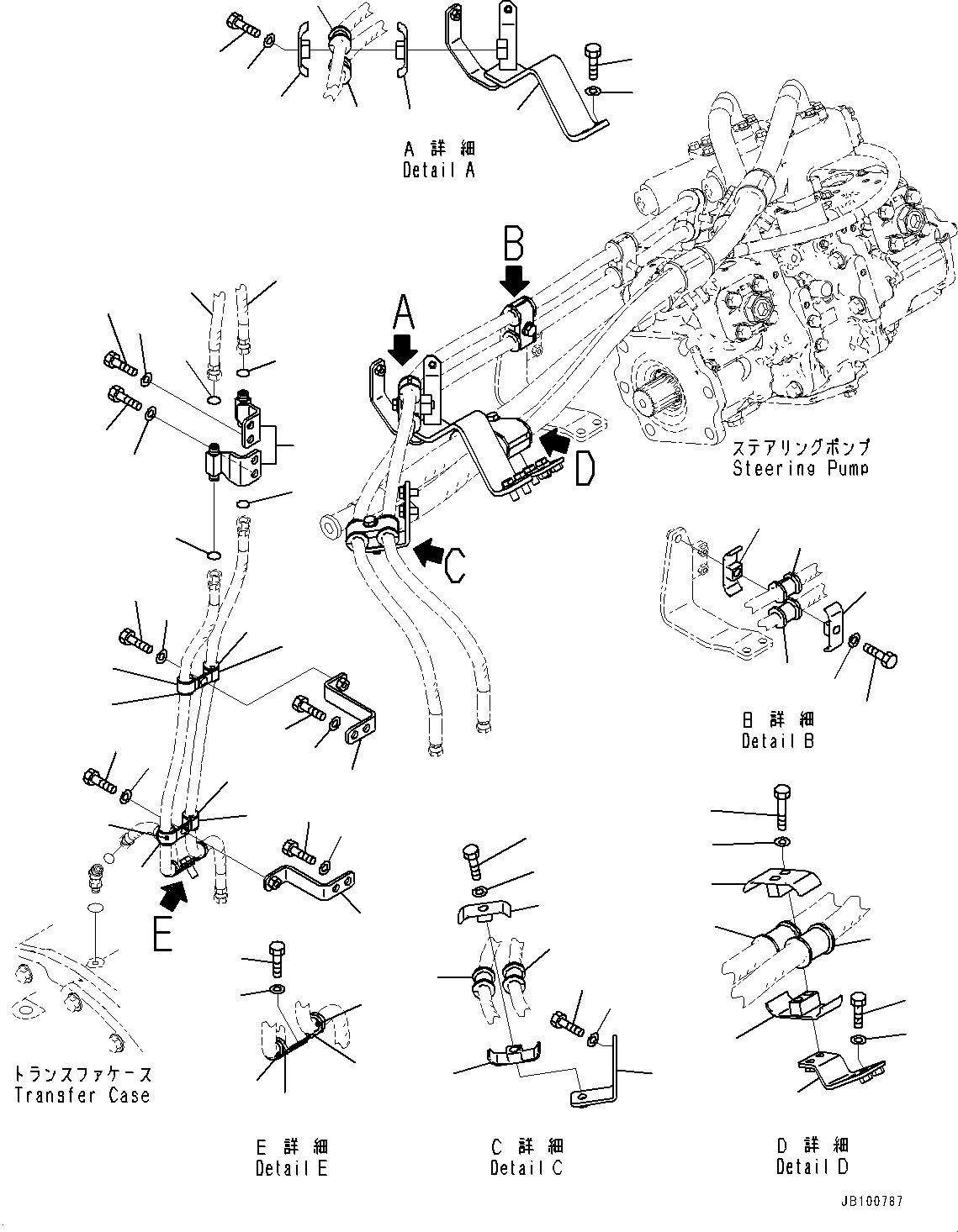 Komatsu parts book diagram for WA800-8E0 S/N 84001-UP: TORQUE CONVERTER AND TRANSMISSION, BRACKET(#83001-)