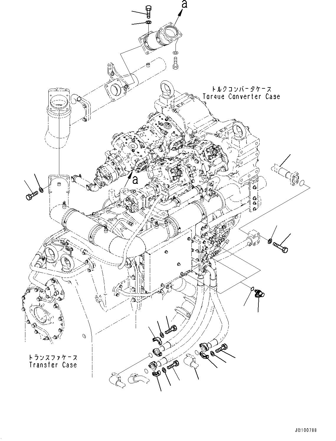 Komatsu parts book diagram for WA800-8E0 S/N 84001-UP: TORQUE CONVERTER AND TRANSMISSION, MOUNTING (7/8)(#83001-)