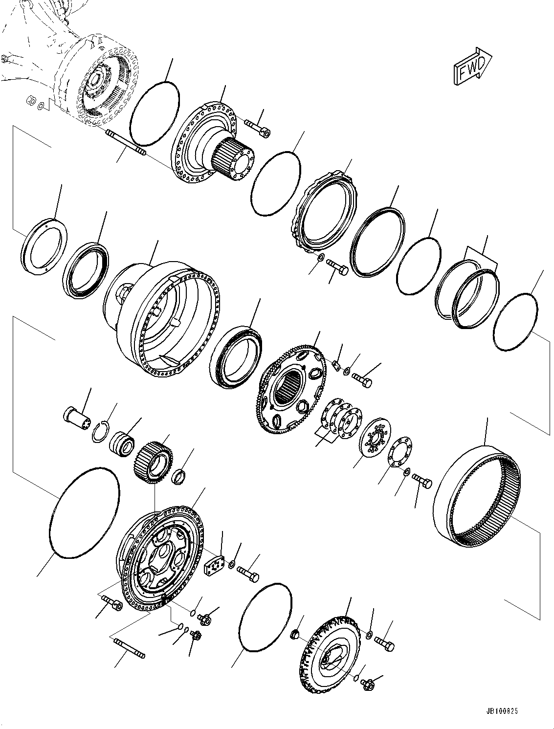 Komatsu parts book diagram for WA800-8E0 S/N 84001-UP: FRONT AXLE, FINAL DRIVE R.H. (2/2)(#83001-)