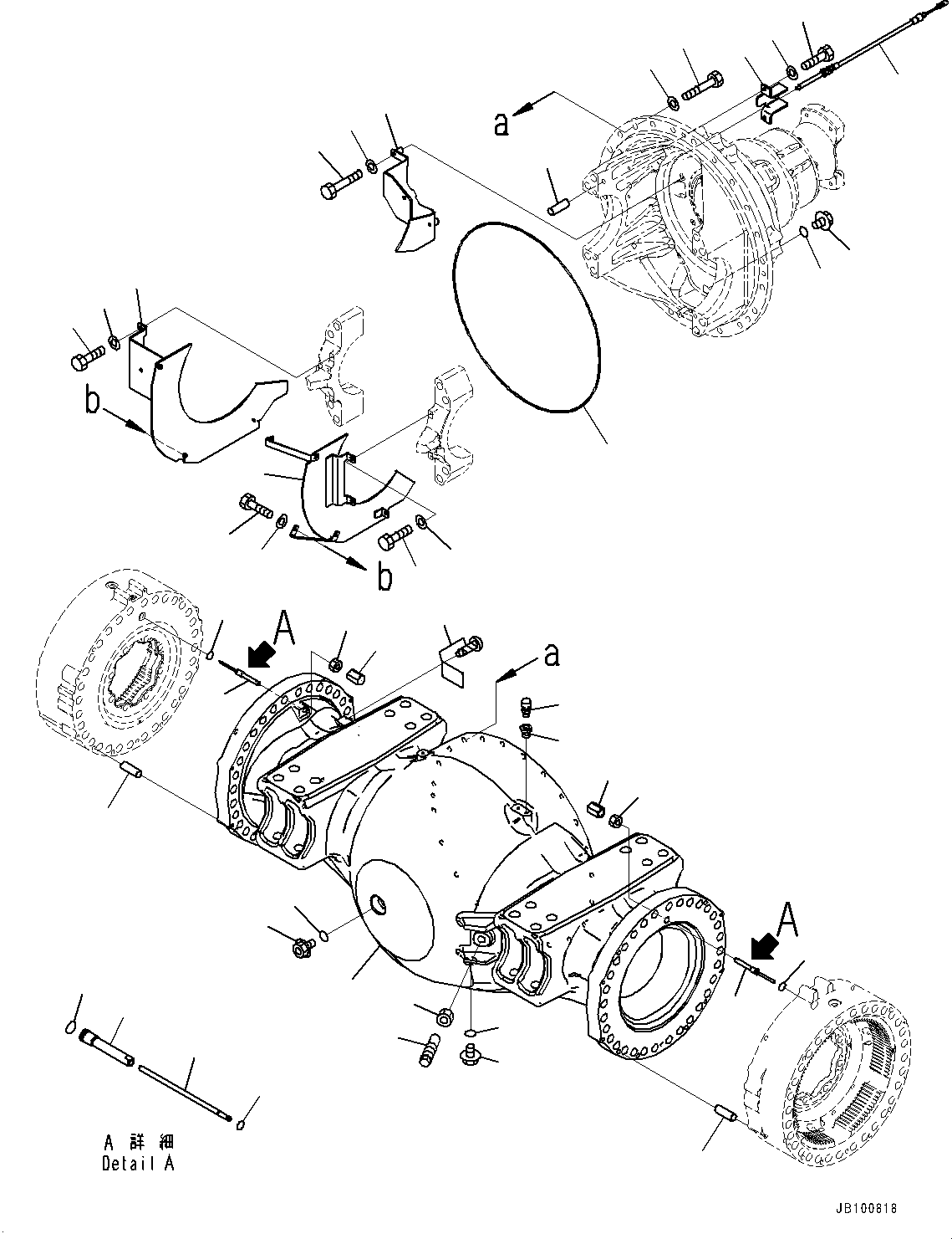 Komatsu parts book diagram for WA800-8E0 S/N 84001-UP: FRONT AXLE, HOUSING AND RELATED PARTS(#83001-)