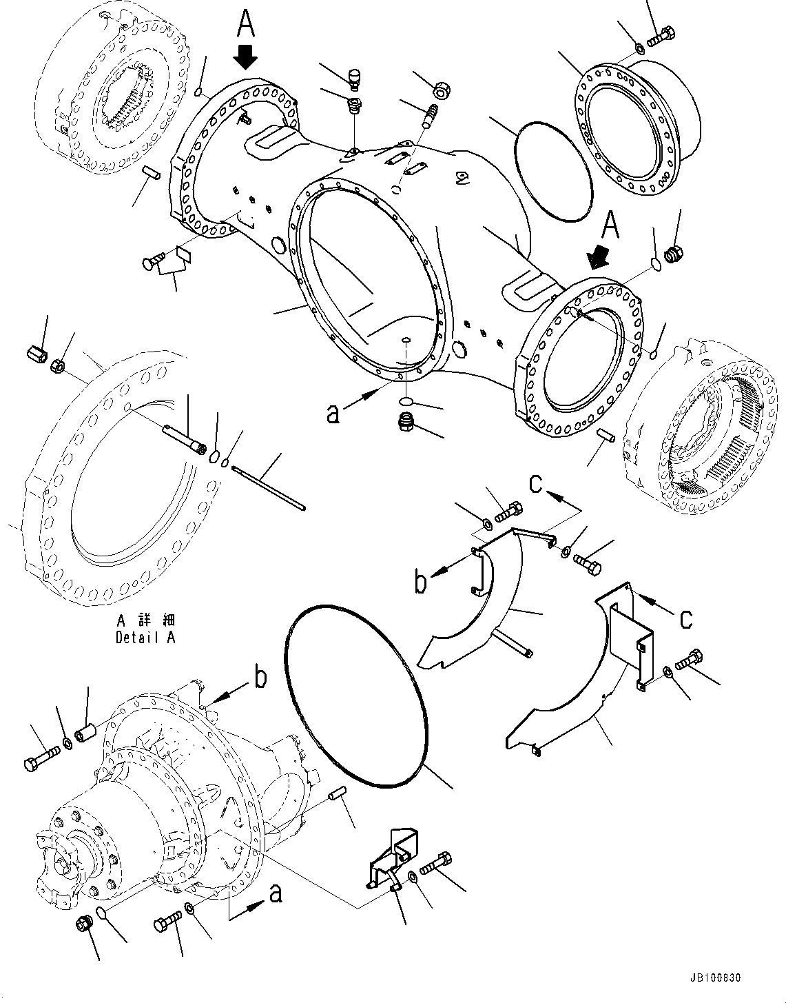 Komatsu parts book diagram for WA800-8E0 S/N 84001-UP: REAR AXLE, HOUSING AND RELATED PARTS(#83001-)