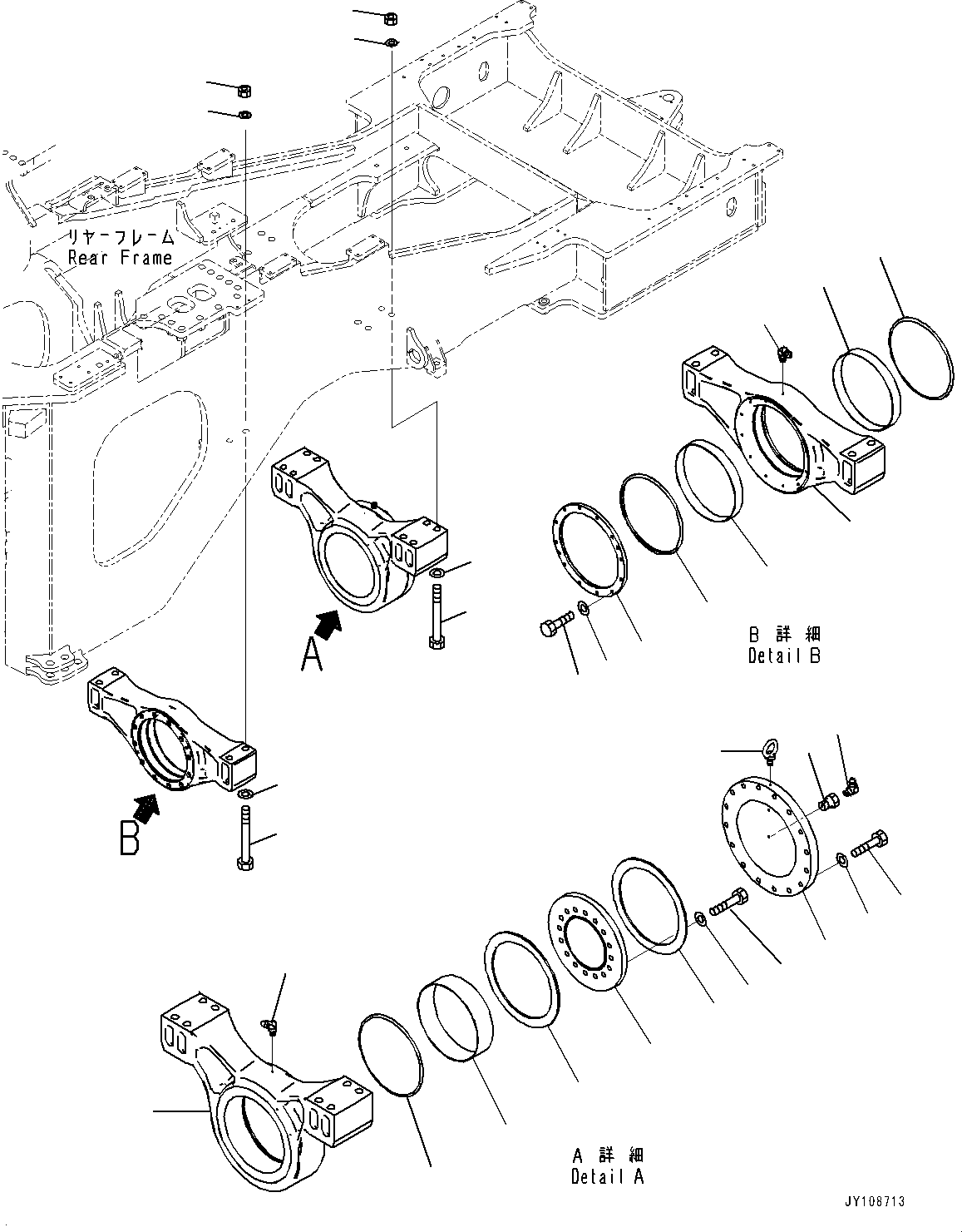 Komatsu parts book diagram for WA800-8E0 S/N 84001-UP: REAR AXLE, AXLE SUPPORT(#83001-)