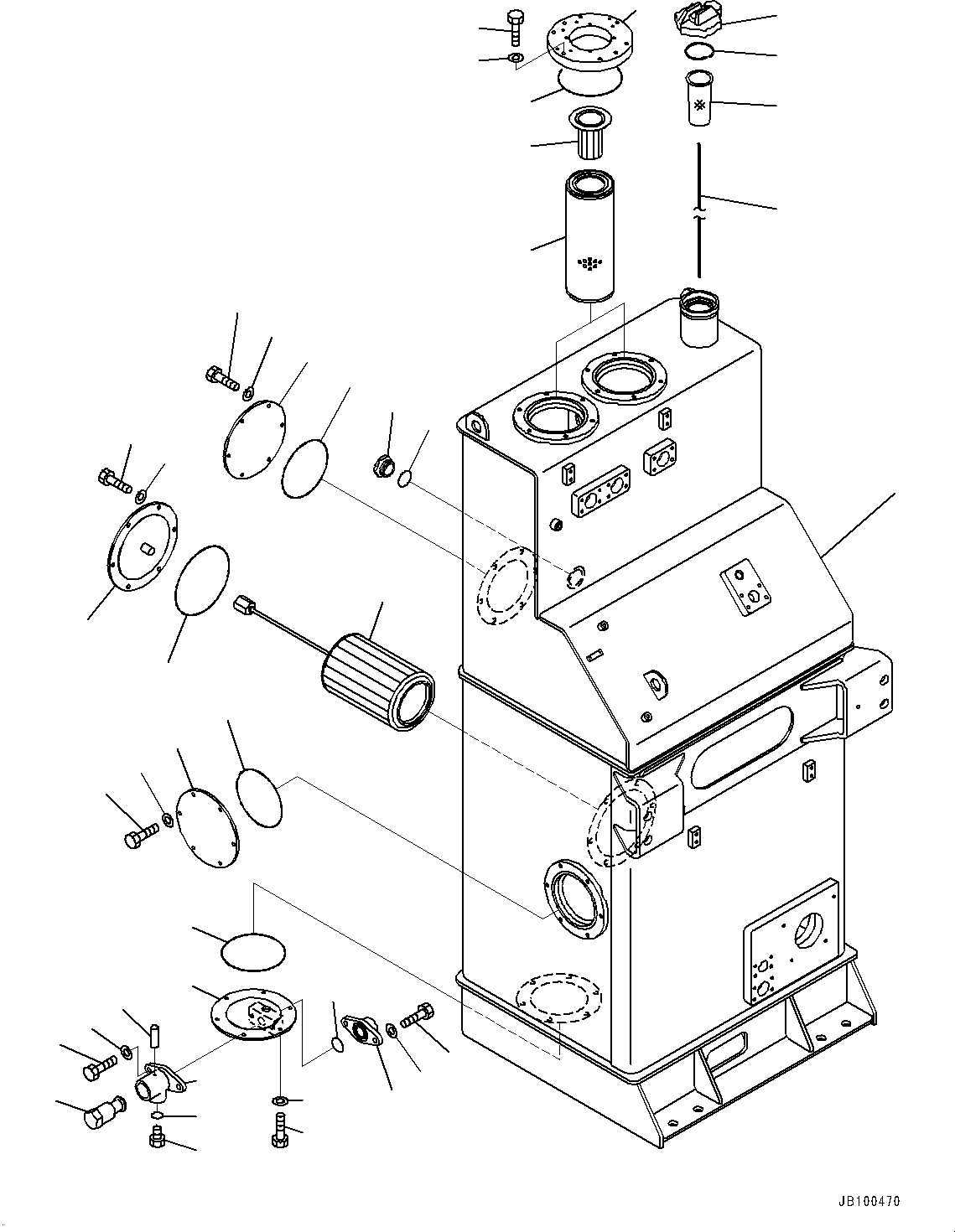Komatsu parts book diagram for WA800-8E0 S/N 84001-UP: HYDRAULIC TANK, TANK(#83001-)
