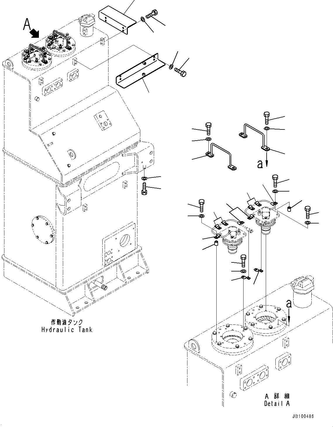 Komatsu parts book diagram for WA800-8E0 S/N 84001-UP: HYDRAULIC TANK, TANK RELATED PARTS(#83001-)
