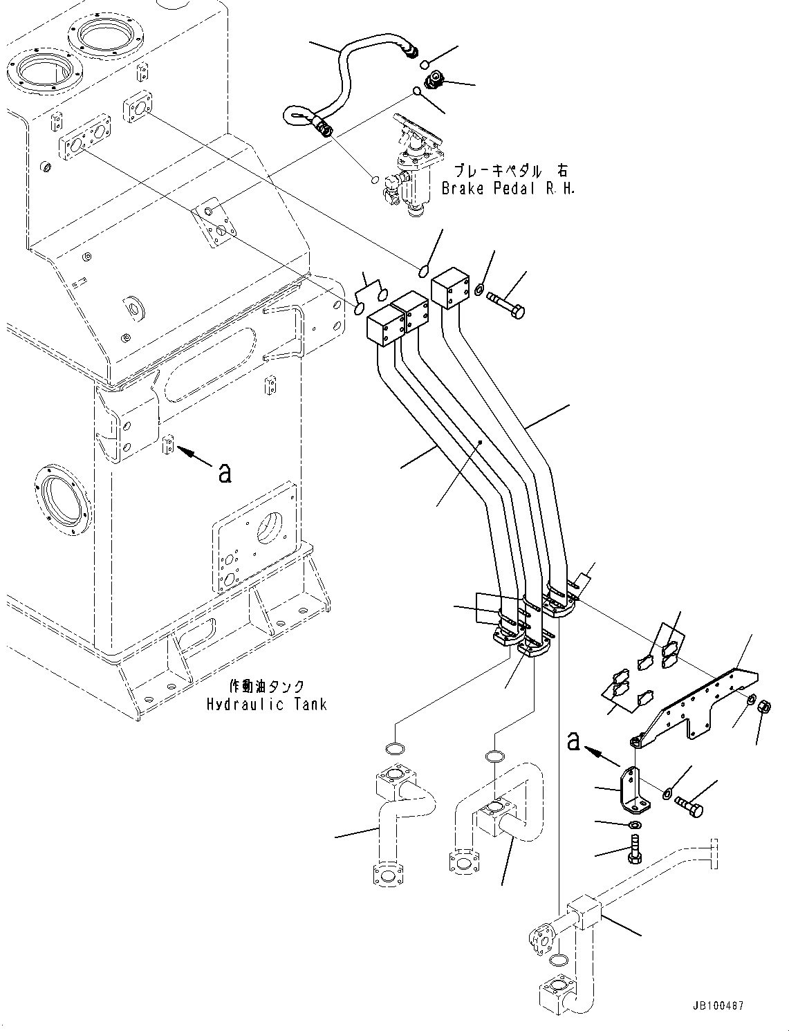 Komatsu parts book diagram for WA800-8E0 S/N 84001-UP: HYDRAULIC TANK, RETURN PIPING(#83001-)